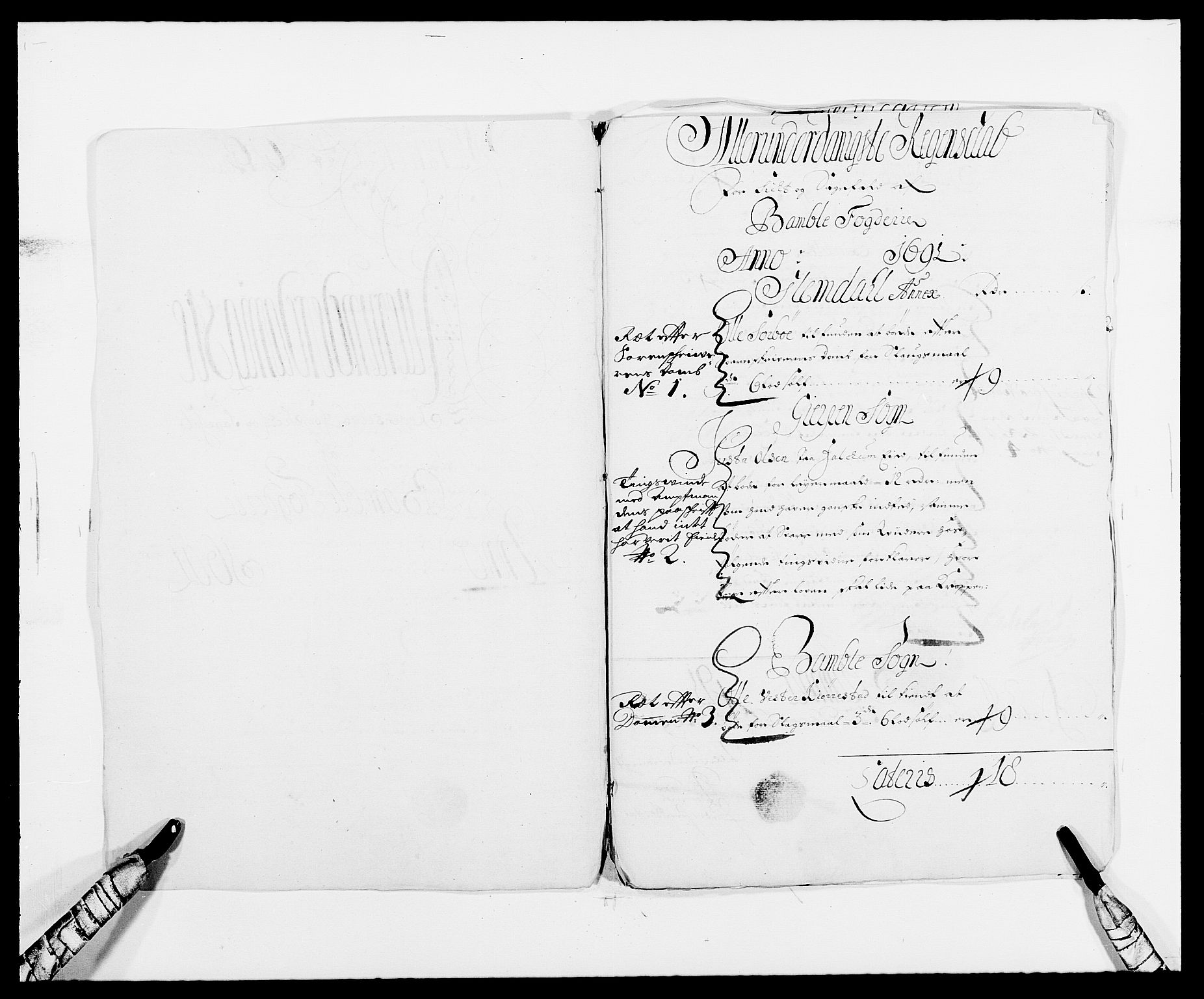 Rentekammeret inntil 1814, Reviderte regnskaper, Fogderegnskap, RA/EA-4092/R34/L2051: Fogderegnskap Bamble, 1688-1691, p. 157