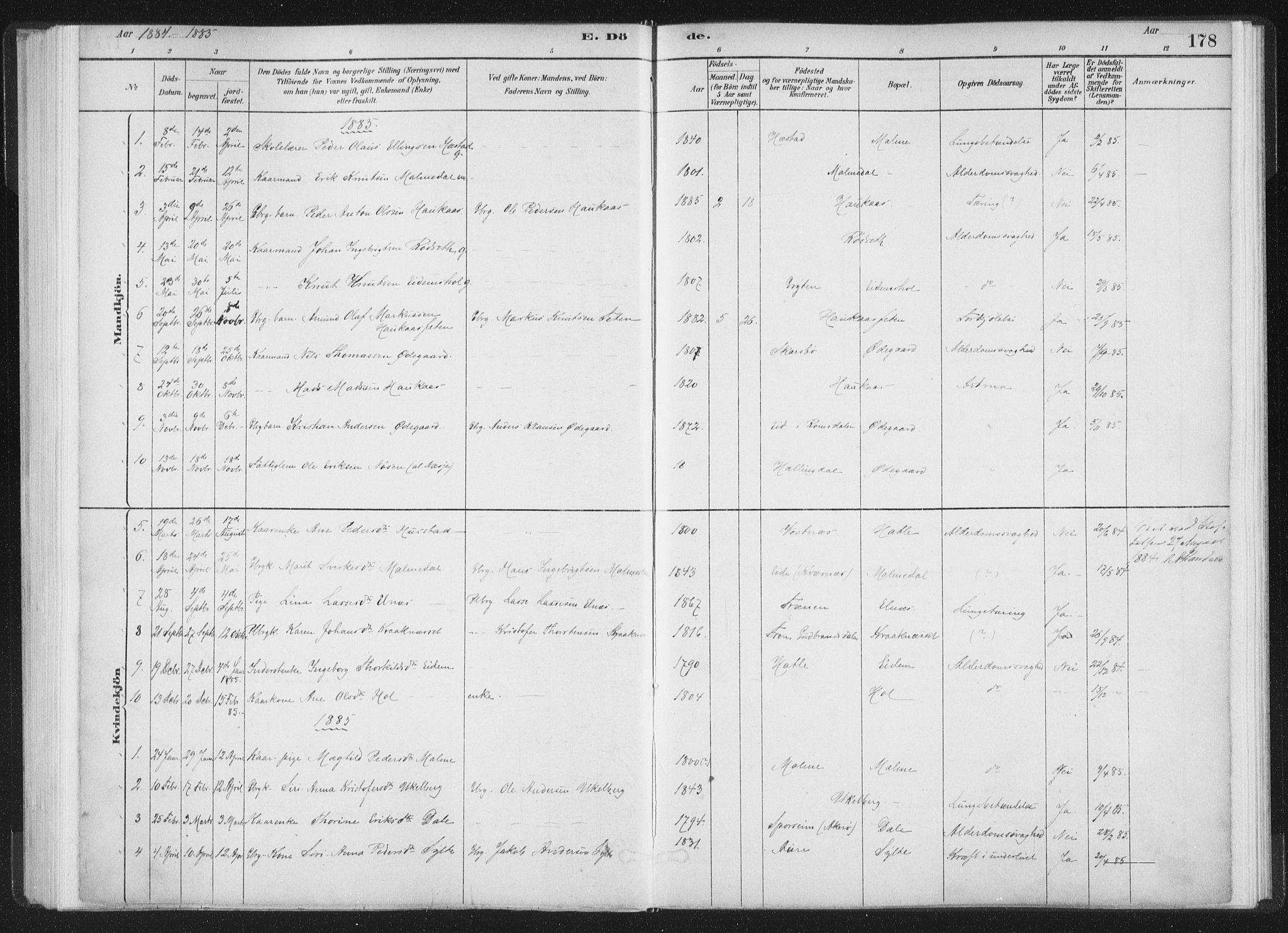 Ministerialprotokoller, klokkerbøker og fødselsregistre - Møre og Romsdal, AV/SAT-A-1454/564/L0740: Parish register (official) no. 564A01, 1880-1899, p. 178