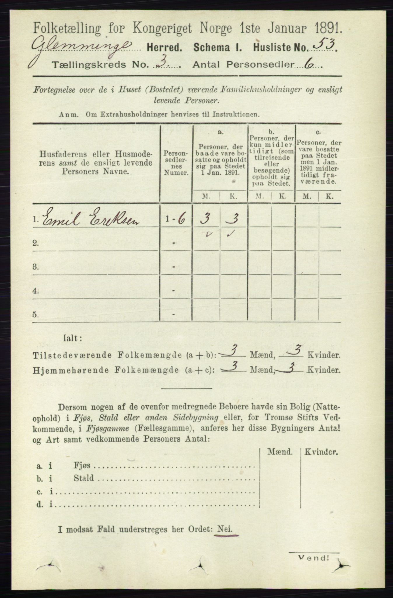 RA, 1891 census for 0132 Glemmen, 1891, p. 1844