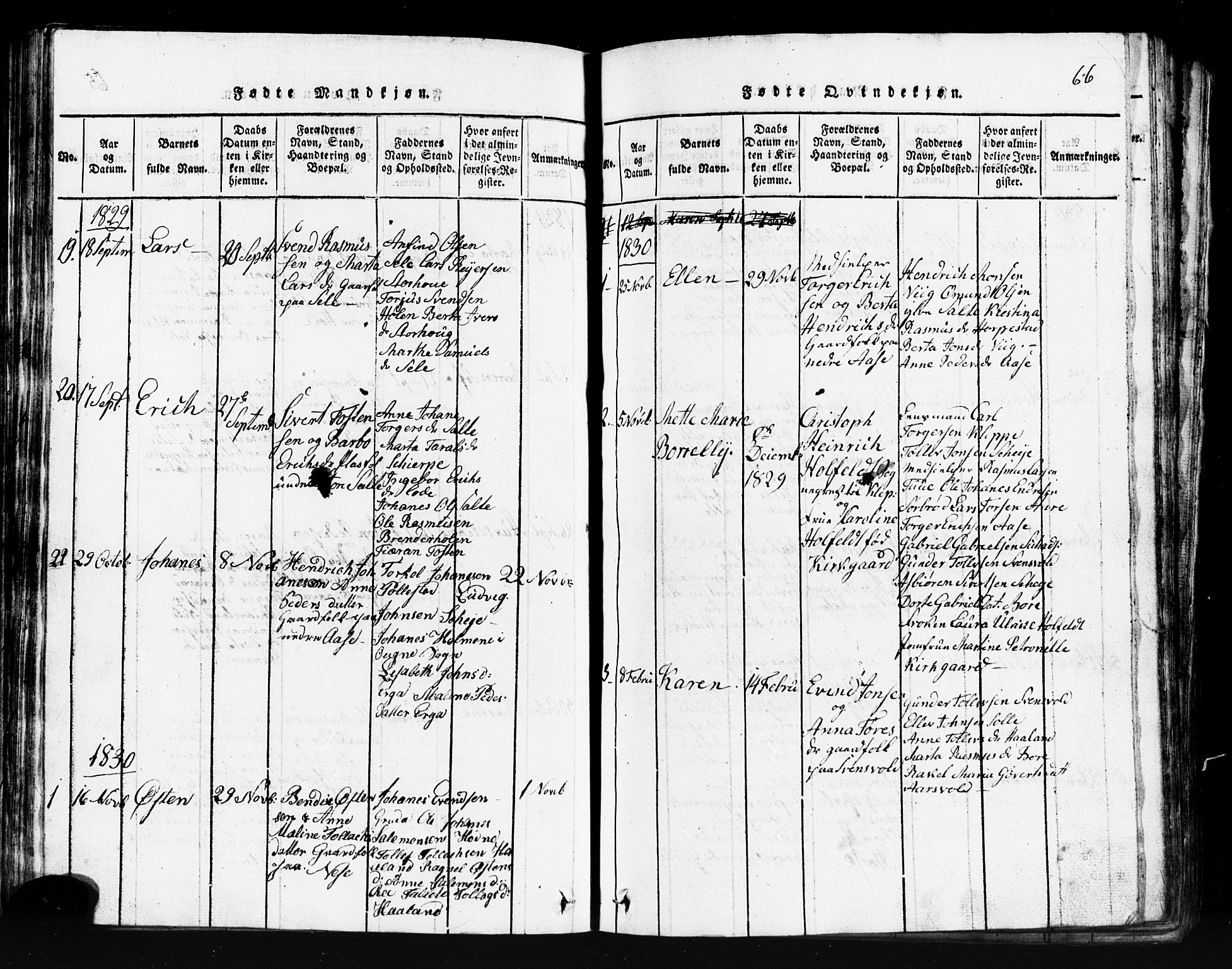 Klepp sokneprestkontor, SAST/A-101803/001/3/30BB/L0001: Parish register (copy) no.  B 1, 1816-1859, p. 66