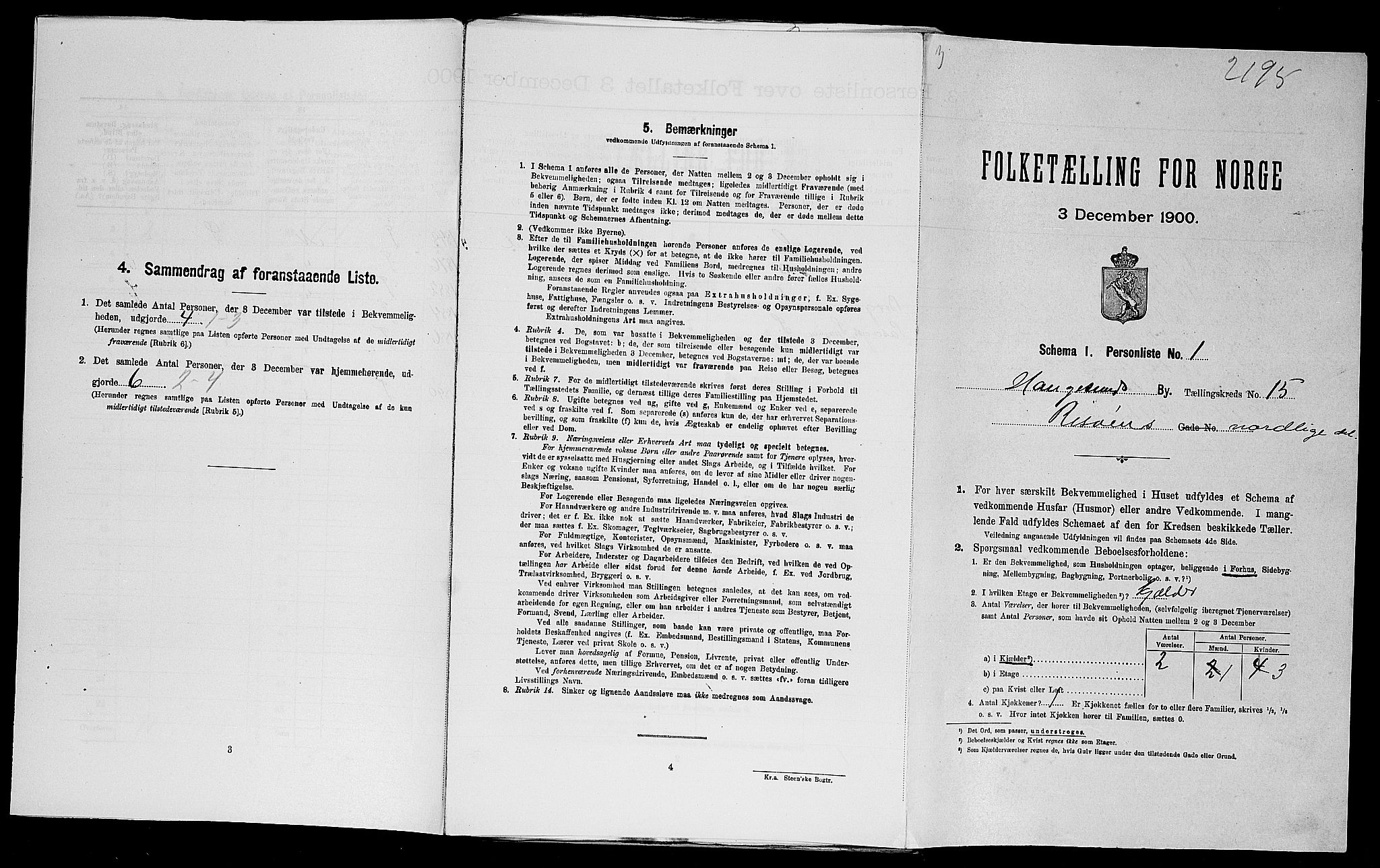 SAST, 1900 census for Haugesund, 1900, p. 2426