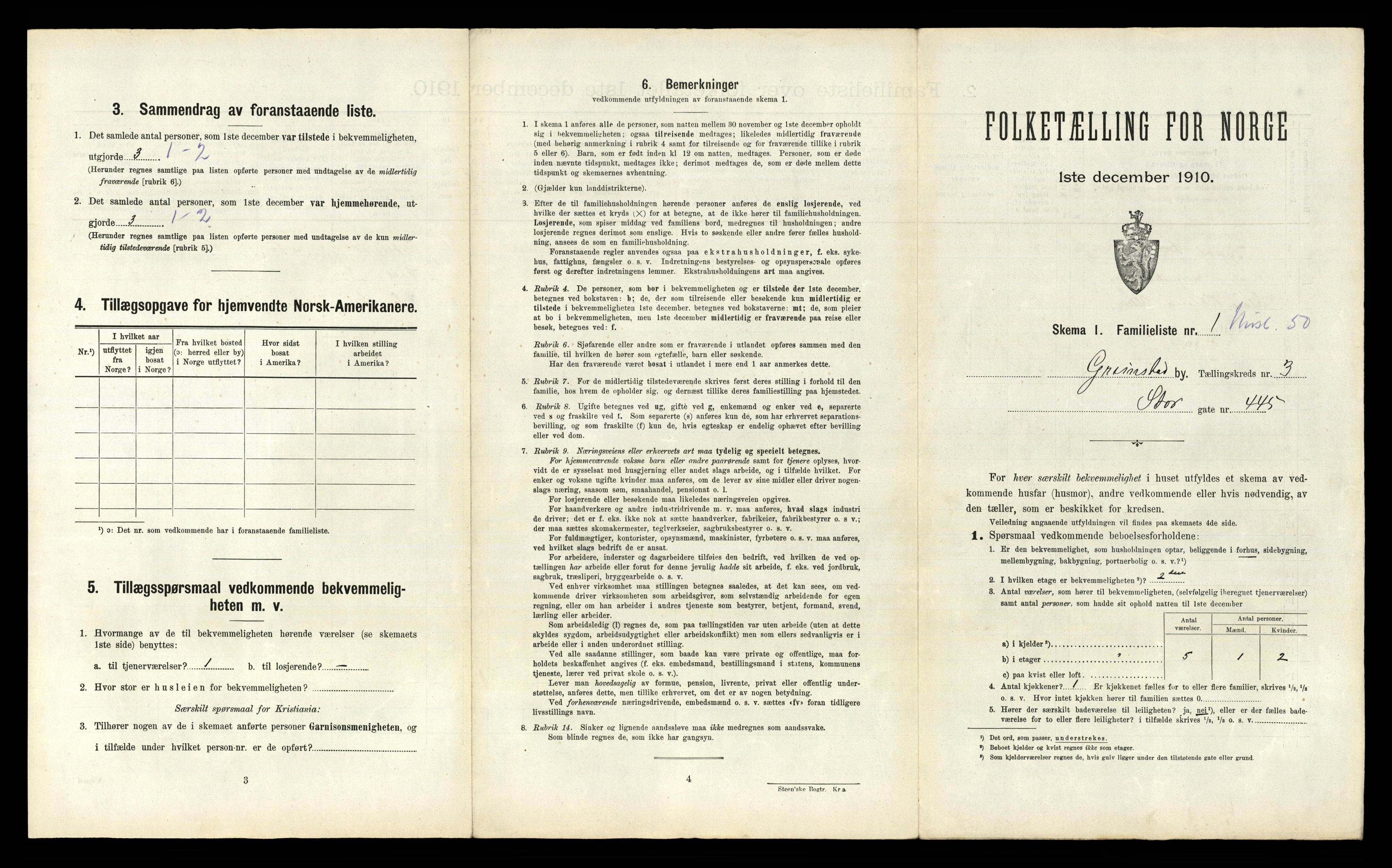 RA, 1910 census for Grimstad, 1910, p. 1580