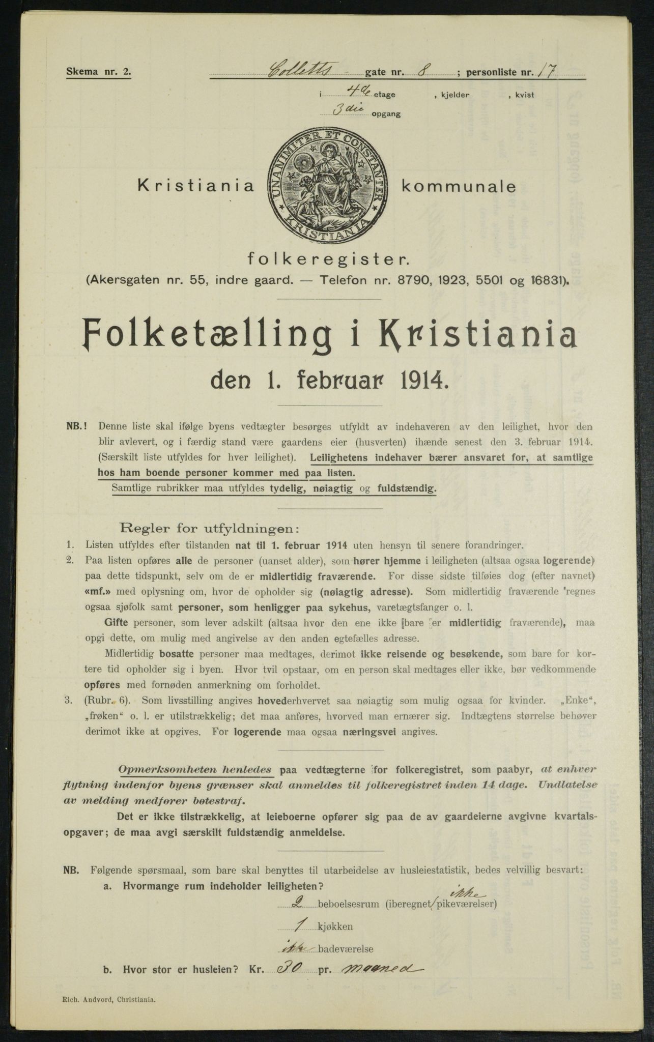 OBA, Municipal Census 1914 for Kristiania, 1914, p. 13212