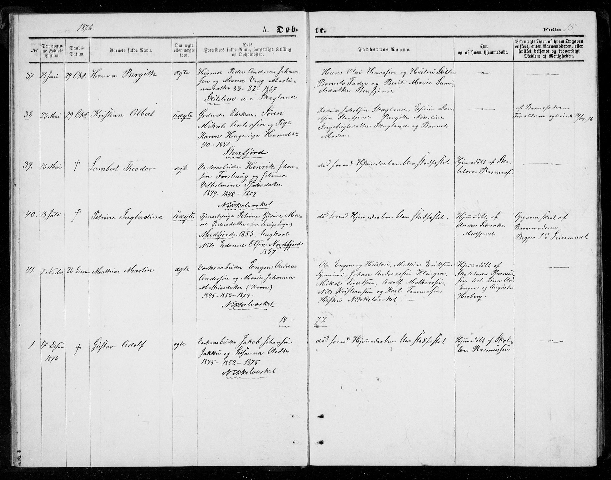 Berg sokneprestkontor, SATØ/S-1318/G/Ga/Gab/L0003klokker: Parish register (copy) no. 3, 1874-1886, p. 15