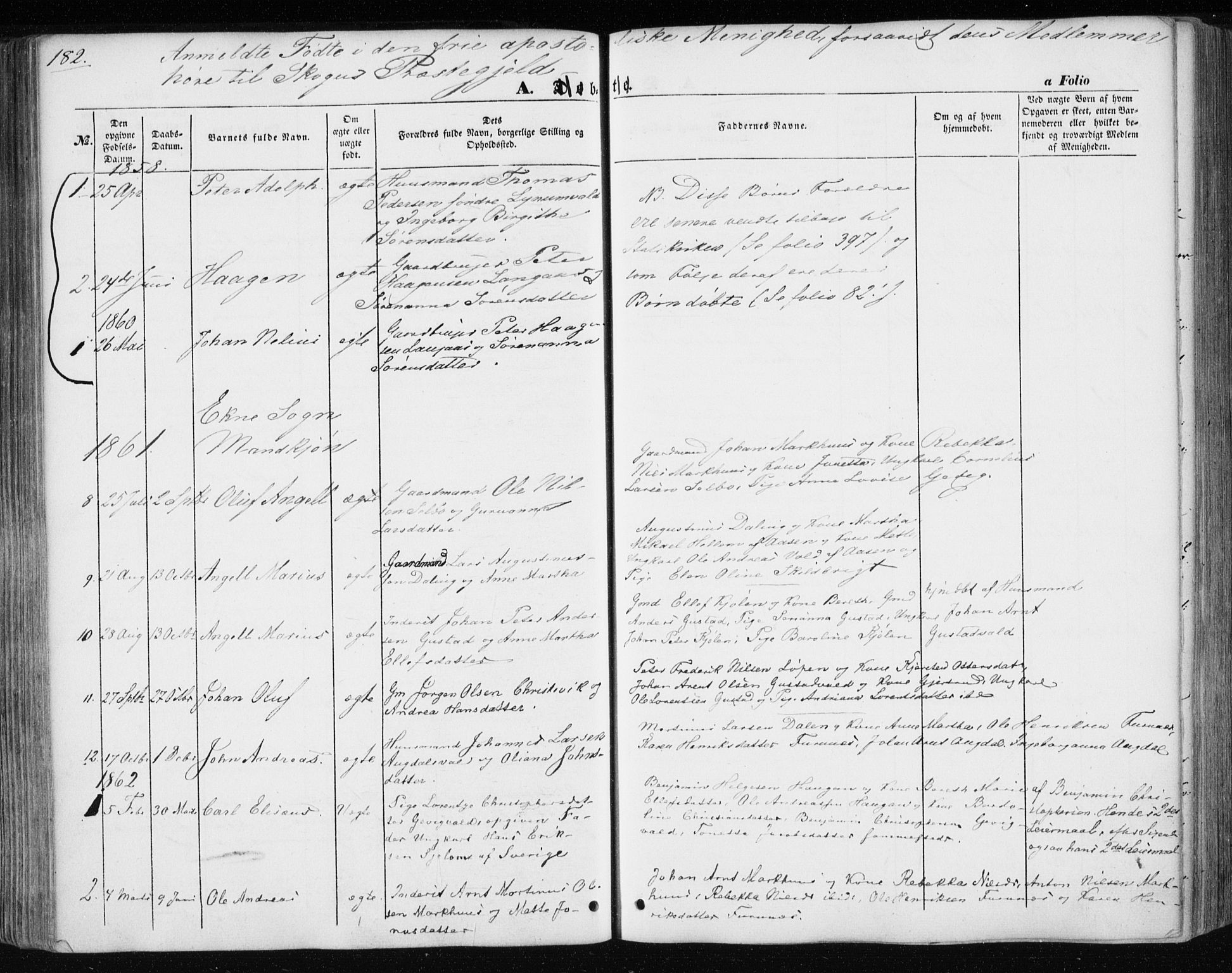 Ministerialprotokoller, klokkerbøker og fødselsregistre - Nord-Trøndelag, AV/SAT-A-1458/717/L0154: Parish register (official) no. 717A07 /3, 1850-1862, p. 182