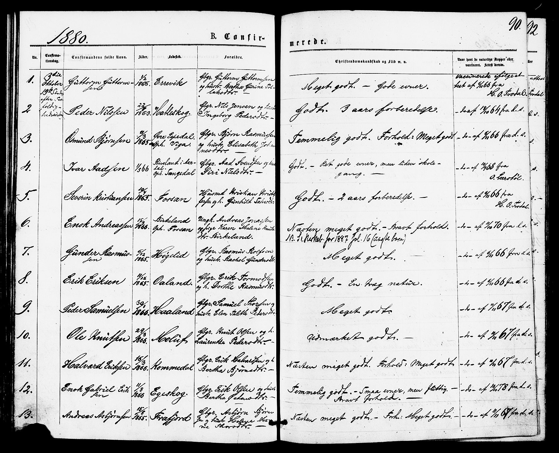 Høgsfjord sokneprestkontor, SAST/A-101624/H/Ha/Haa/L0004: Parish register (official) no. A 4, 1876-1884, p. 90