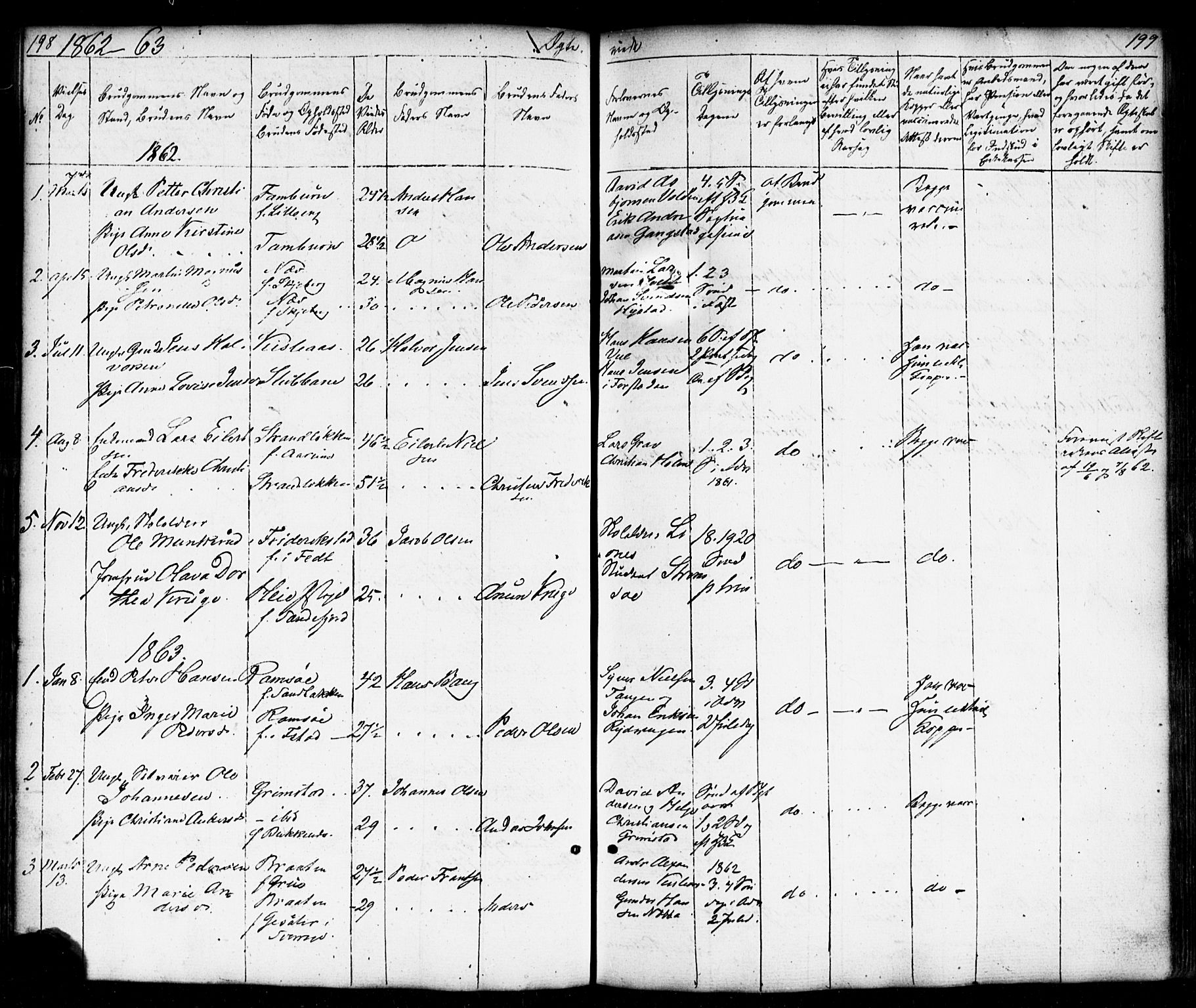 Borge prestekontor Kirkebøker, AV/SAO-A-10903/F/Fb/L0002: Parish register (official) no. II 2, 1853-1877, p. 198-199