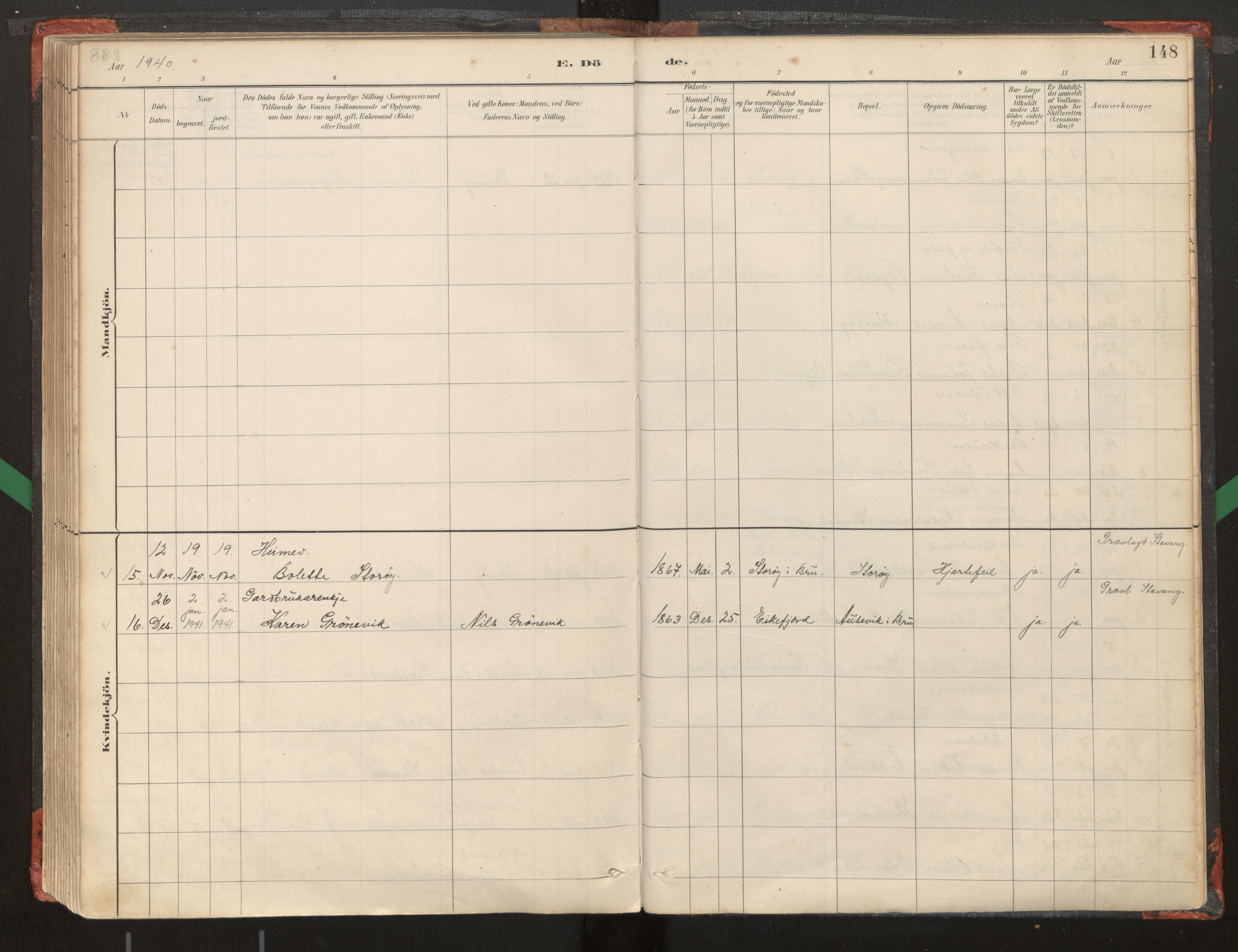 Kinn sokneprestembete, AV/SAB-A-80801/H/Haa/Haad/L0006: Parish register (official) no. D 6, 1886-1945, p. 148