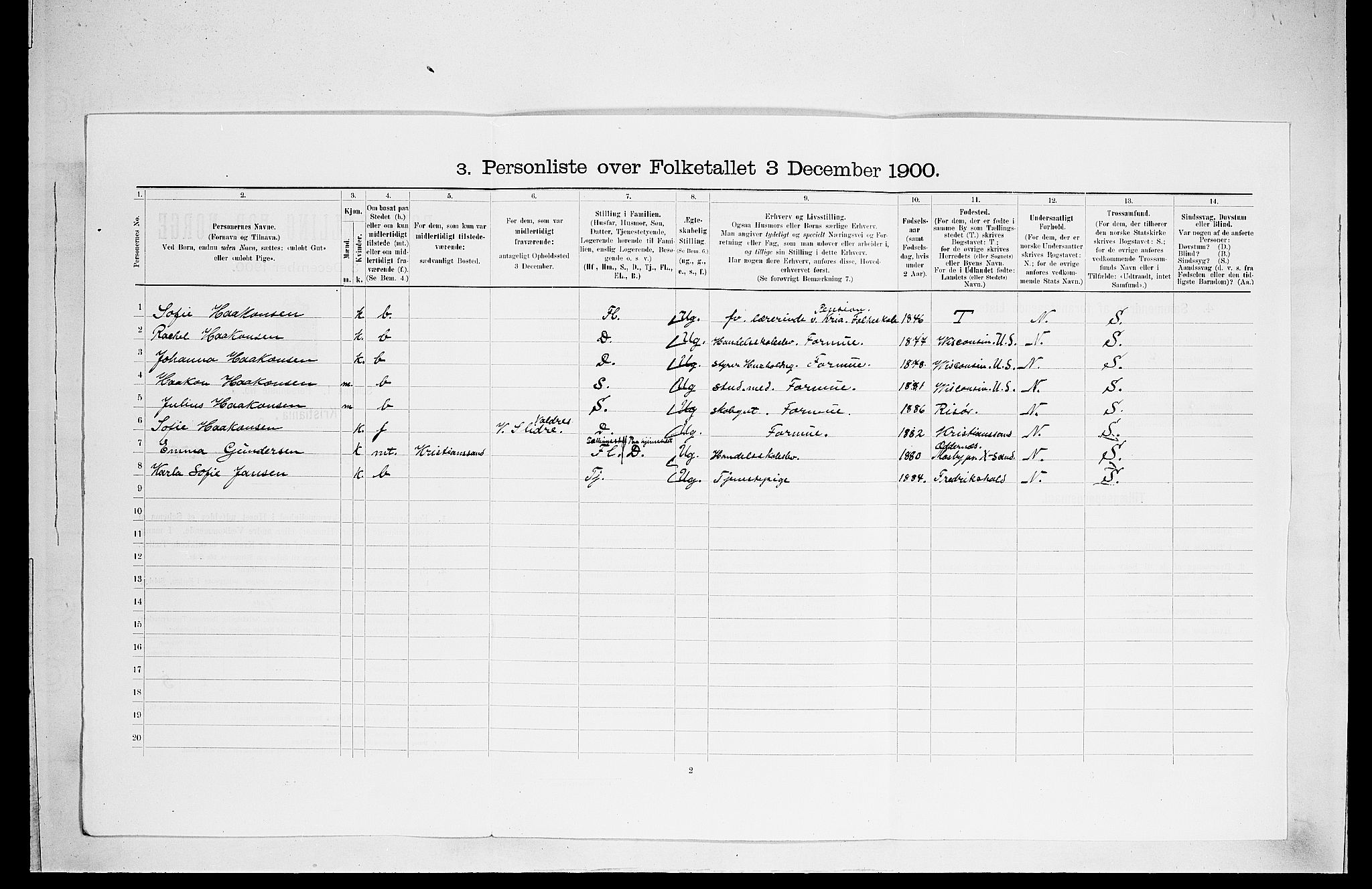 SAO, 1900 census for Kristiania, 1900, p. 27052