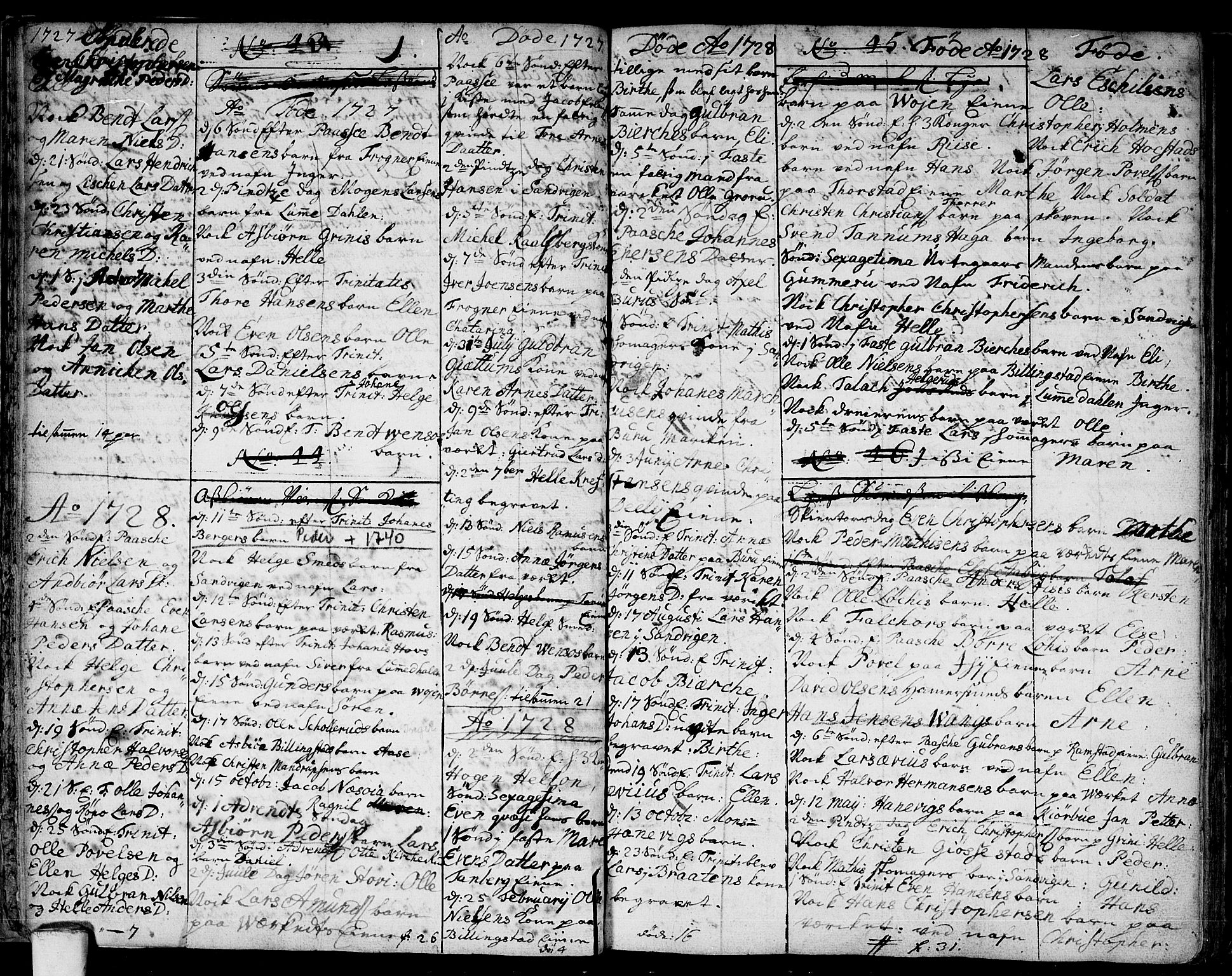 Asker prestekontor Kirkebøker, AV/SAO-A-10256a/F/Fa/L0001: Parish register (official) no. I 1, 1726-1744, p. 14