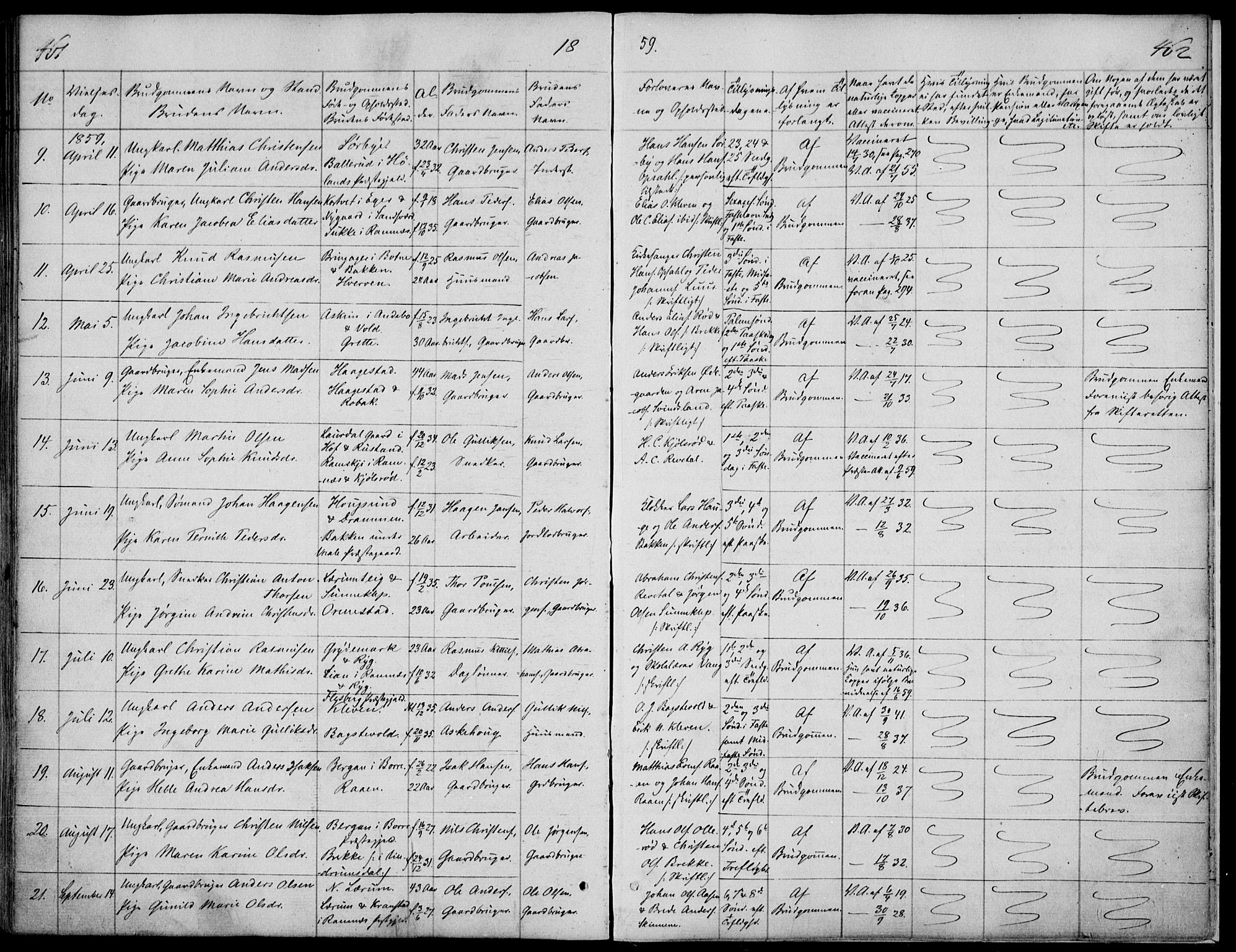 Våle kirkebøker, AV/SAKO-A-334/F/Fa/L0009a: Parish register (official) no. I 9A, 1839-1860, p. 461-462