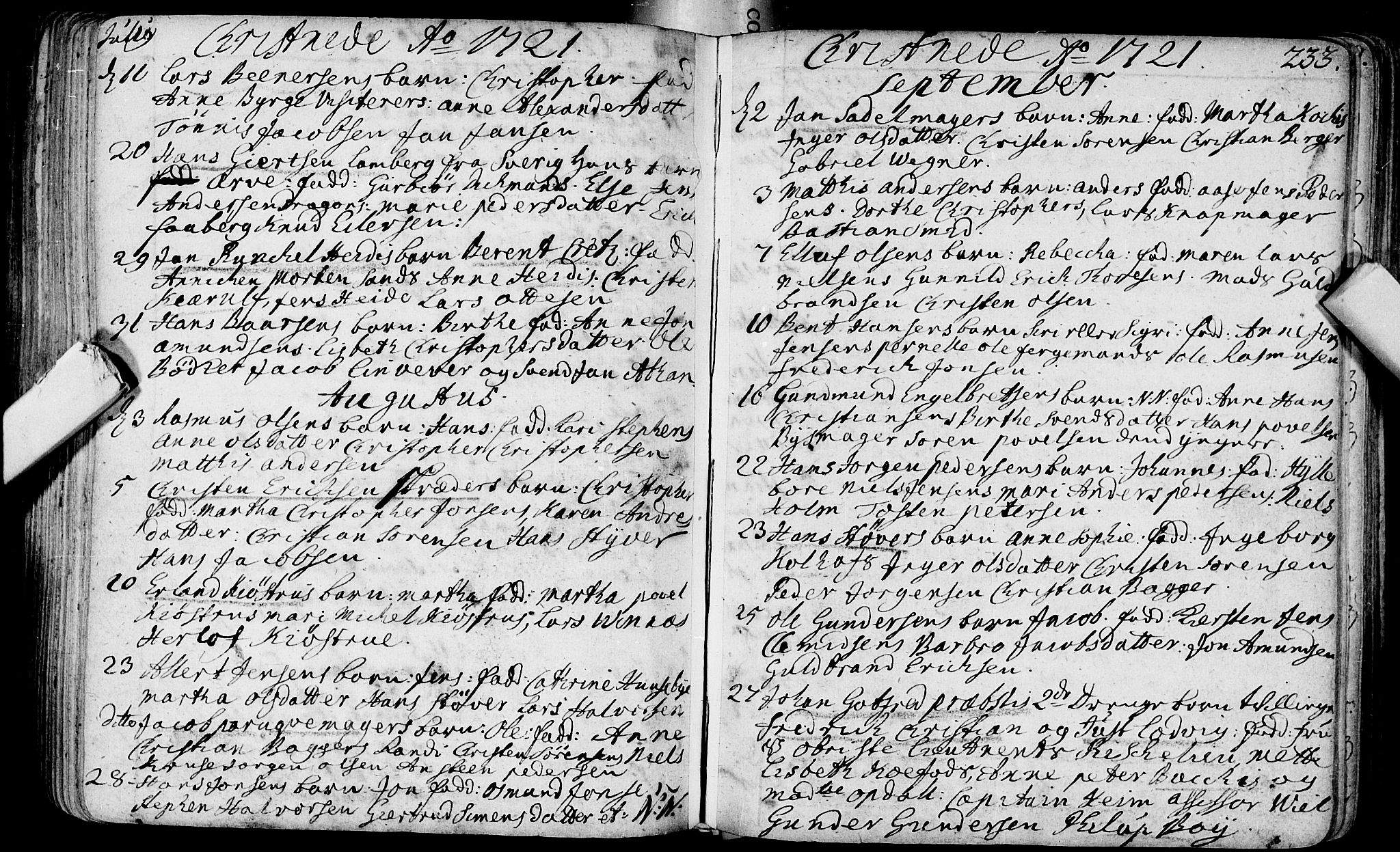 Bragernes kirkebøker, SAKO/A-6/F/Fa/L0003: Parish register (official) no. I 3, 1706-1734, p. 233