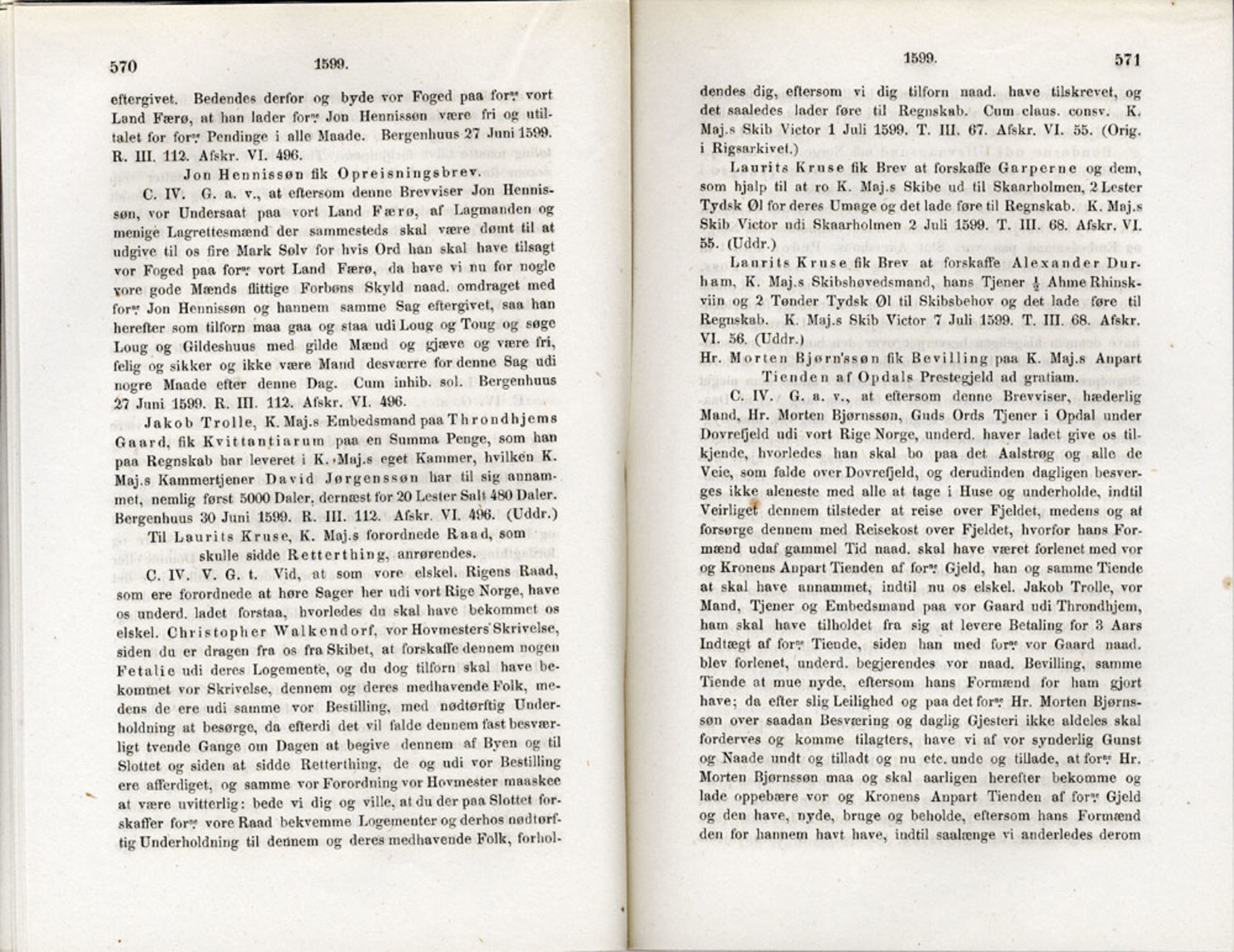 Publikasjoner utgitt av Det Norske Historiske Kildeskriftfond, PUBL/-/-/-: Norske Rigs-Registranter, bind 3, 1588-1602, p. 570-571