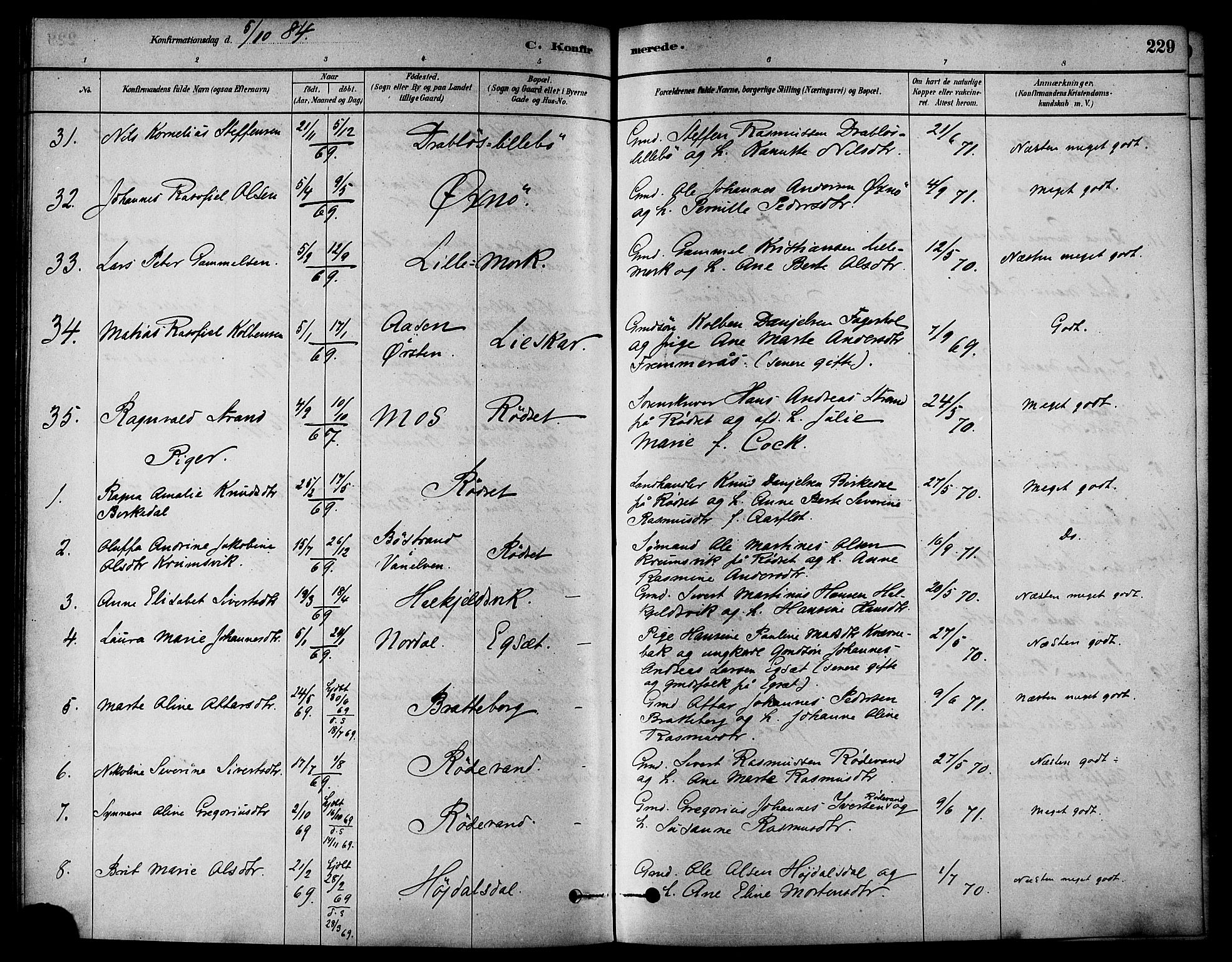 Ministerialprotokoller, klokkerbøker og fødselsregistre - Møre og Romsdal, AV/SAT-A-1454/511/L0141: Parish register (official) no. 511A08, 1878-1890, p. 229