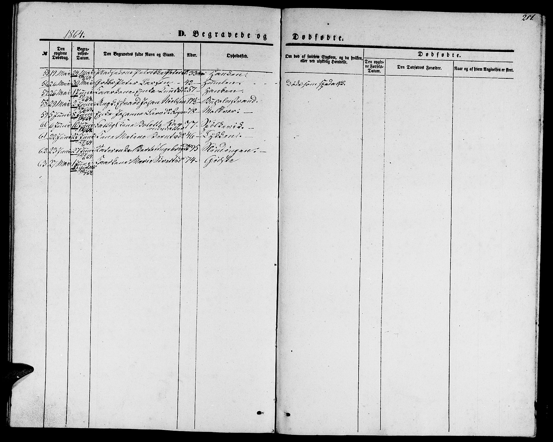 Ministerialprotokoller, klokkerbøker og fødselsregistre - Møre og Romsdal, AV/SAT-A-1454/528/L0427: Parish register (copy) no. 528C08, 1855-1864, p. 201