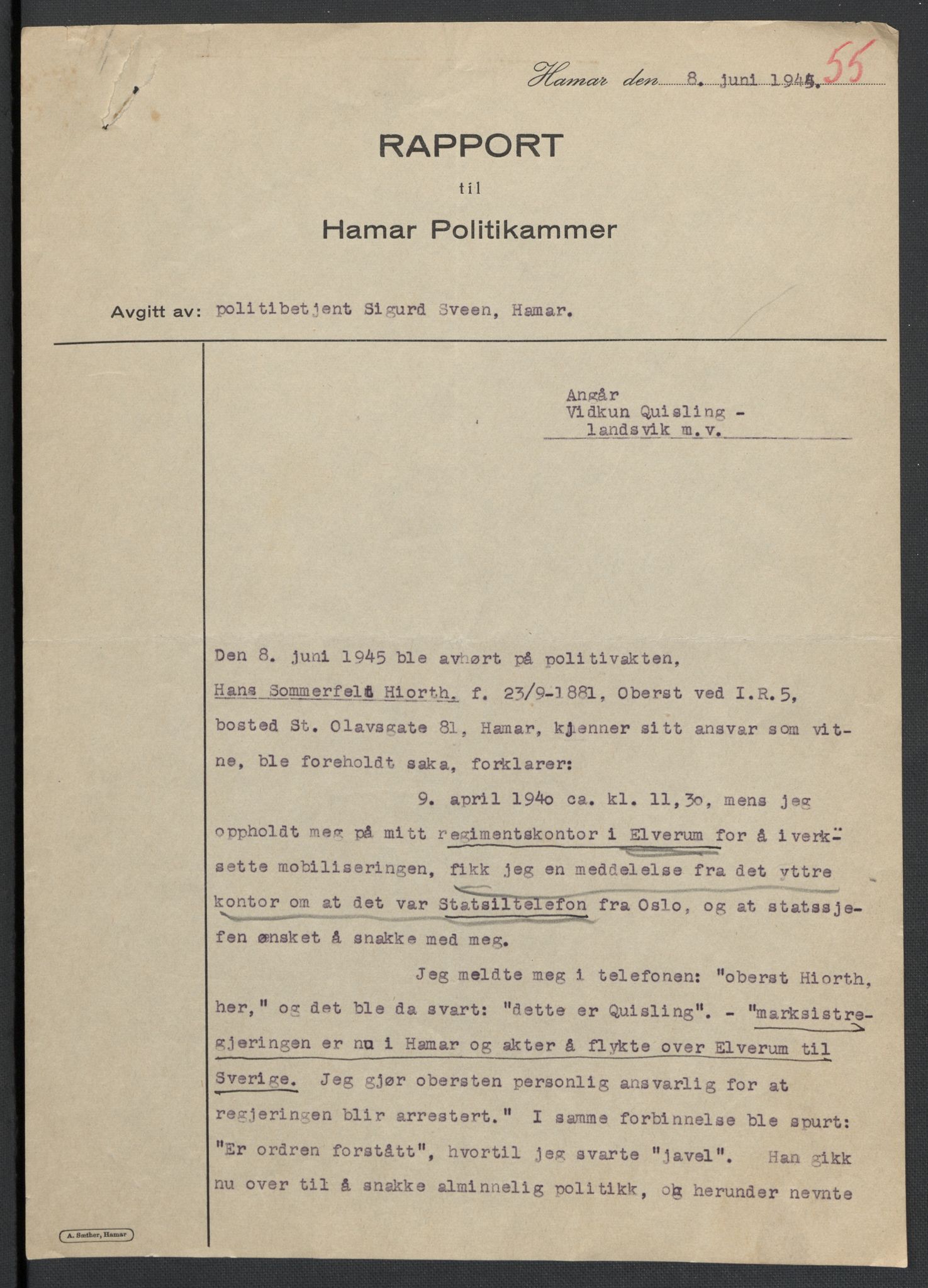 Landssvikarkivet, Oslo politikammer, AV/RA-S-3138-01/D/Da/L0003: Dnr. 29, 1945, p. 1365