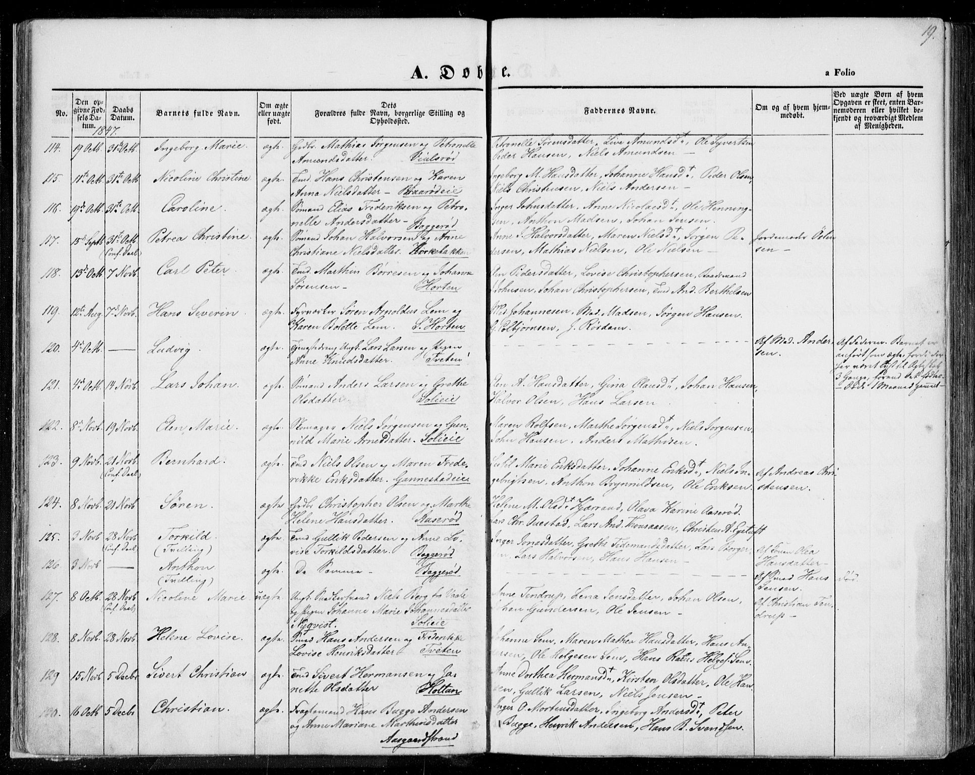 Borre kirkebøker, AV/SAKO-A-338/F/Fa/L0005: Parish register (official) no. I 5, 1845-1851, p. 19