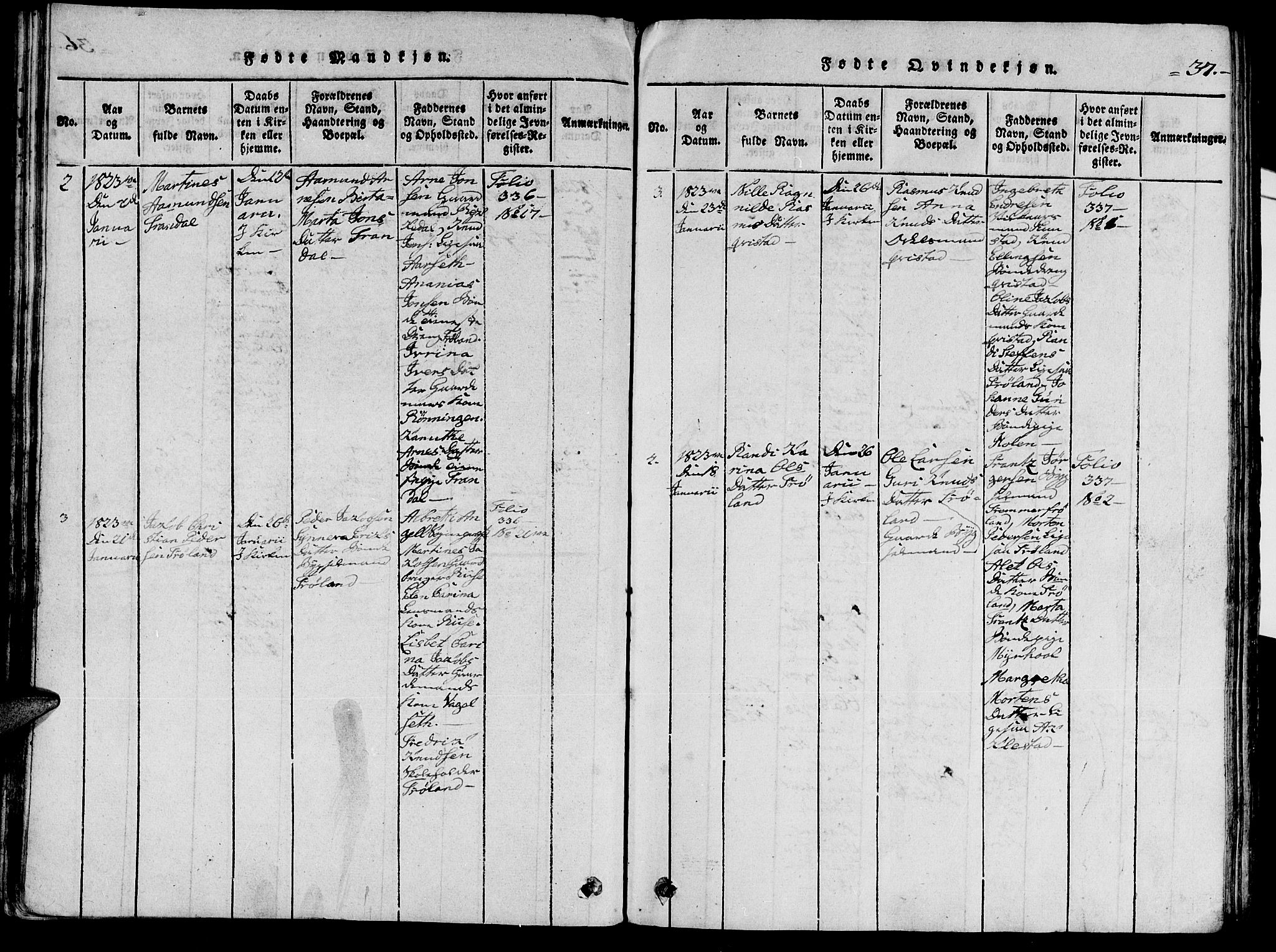 Ministerialprotokoller, klokkerbøker og fødselsregistre - Møre og Romsdal, AV/SAT-A-1454/515/L0207: Parish register (official) no. 515A03, 1819-1829, p. 37