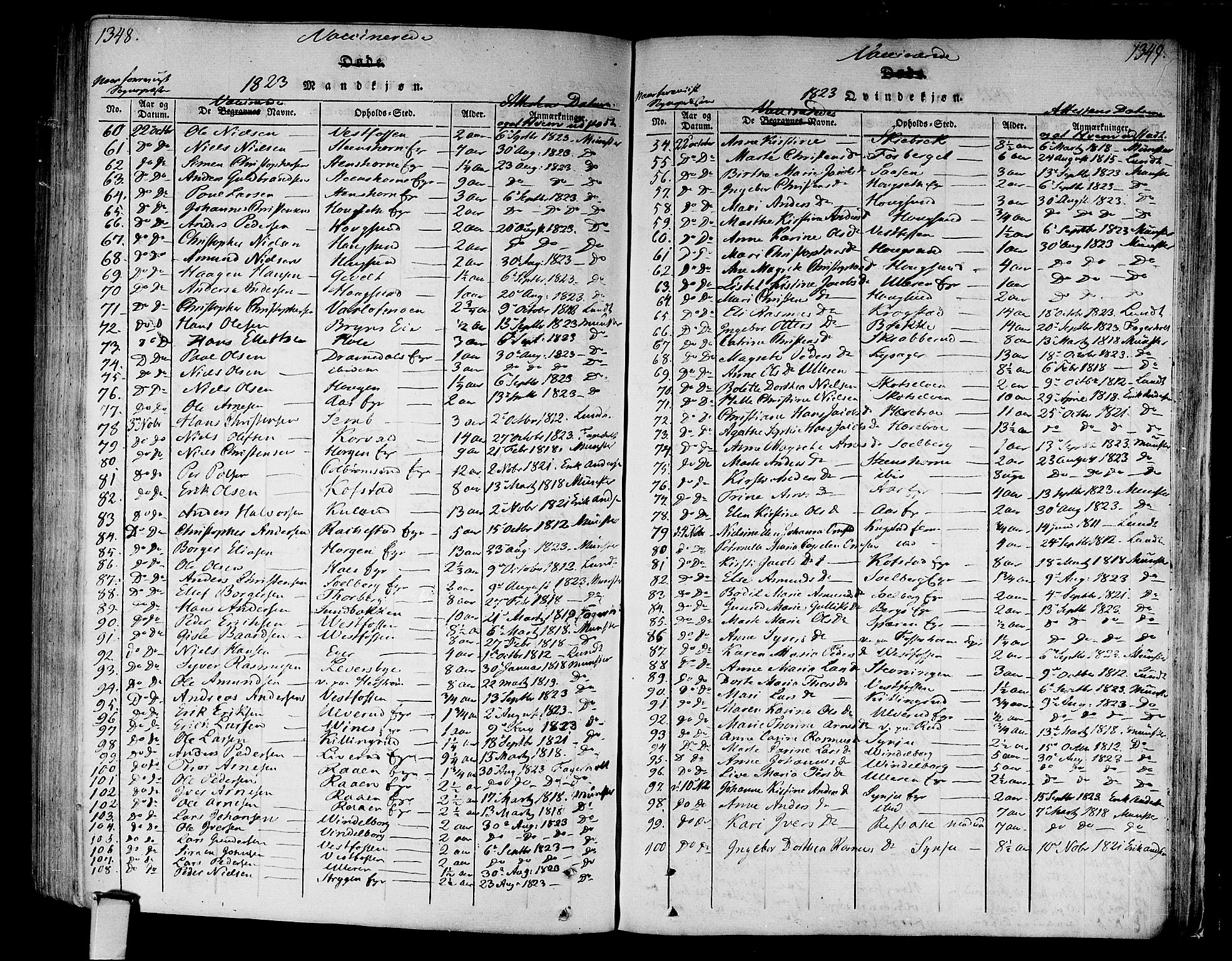 Eiker kirkebøker, AV/SAKO-A-4/F/Fa/L0010: Parish register (official) no. I 10, 1806-1815, p. 1348-1349