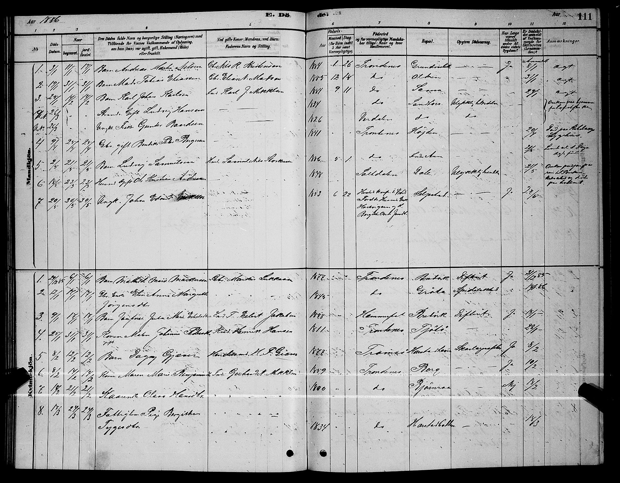 Trondenes sokneprestkontor, SATØ/S-1319/H/Hb/L0010klokker: Parish register (copy) no. 10, 1878-1890, p. 111