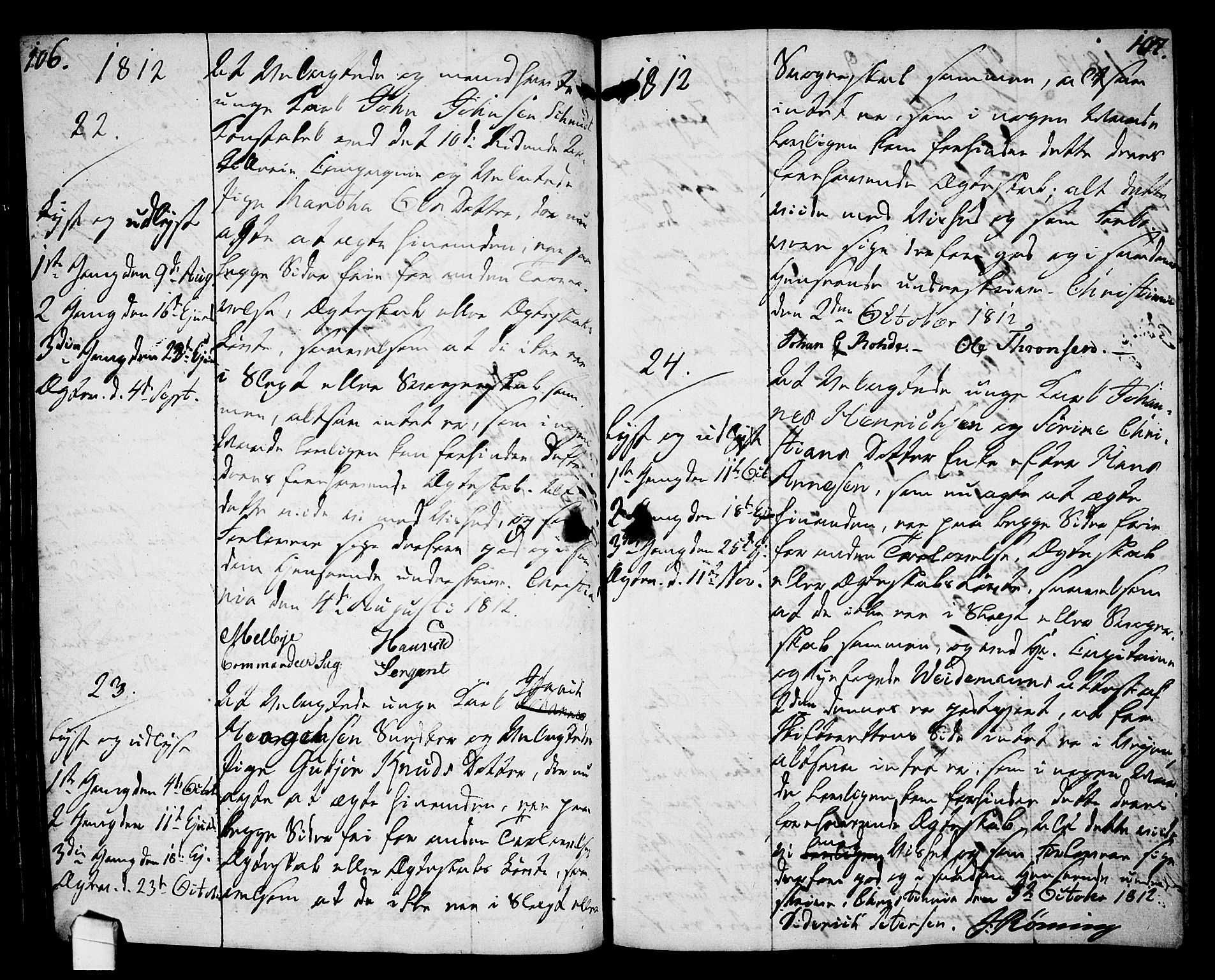 Oslo domkirke Kirkebøker, AV/SAO-A-10752/L/La/L0011: Best man's statements no. 11, 1807-1819, p. 106-107