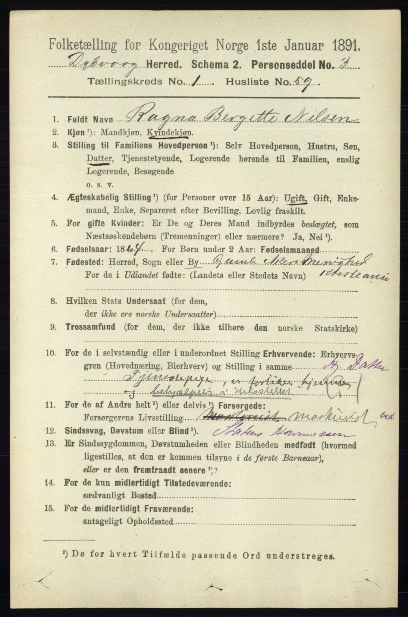 RA, 1891 census for 0915 Dypvåg, 1891, p. 463