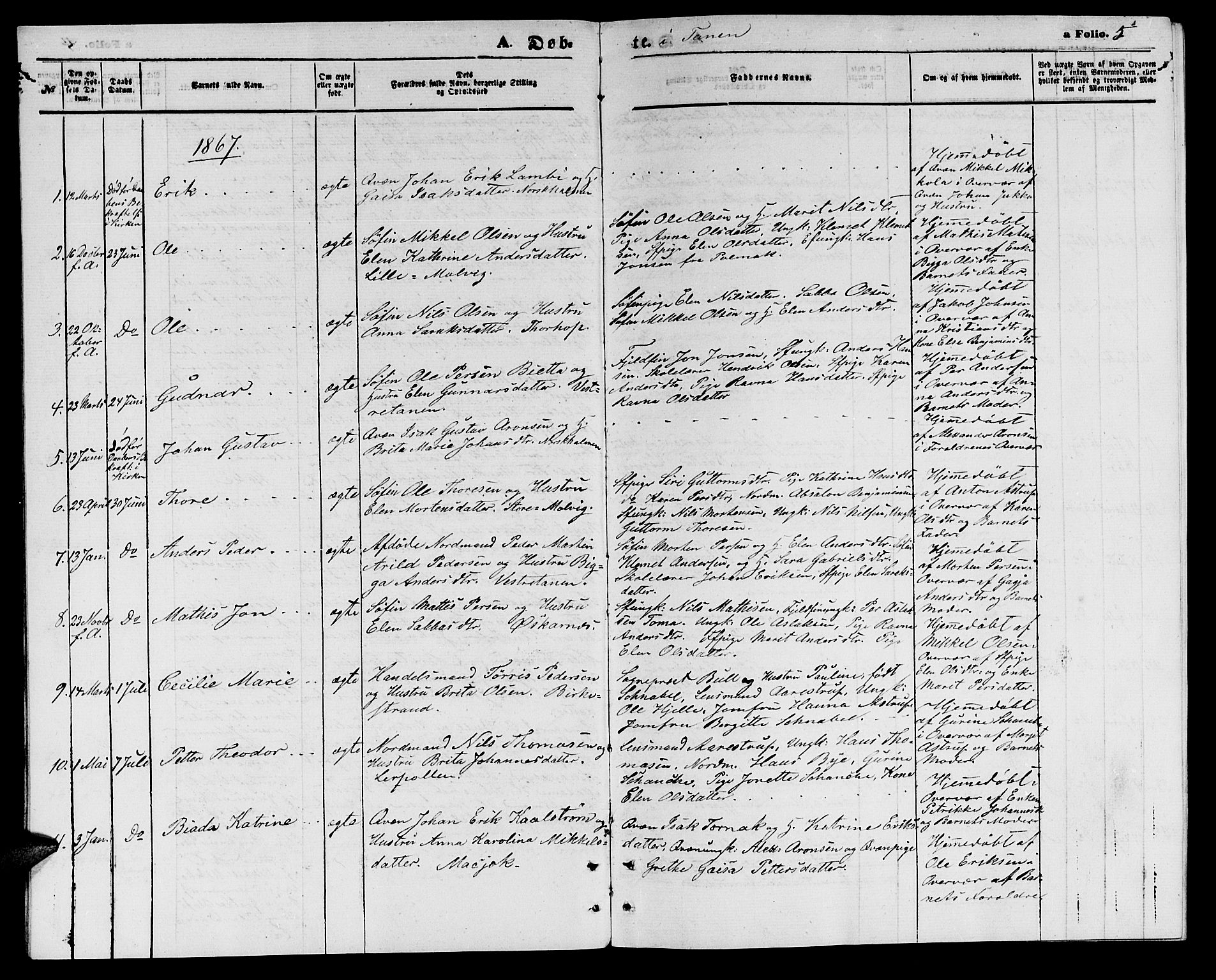 Tana sokneprestkontor, AV/SATØ-S-1334/H/Hb/L0002klokker: Parish register (copy) no. 2 /1, 1866-1877, p. 5