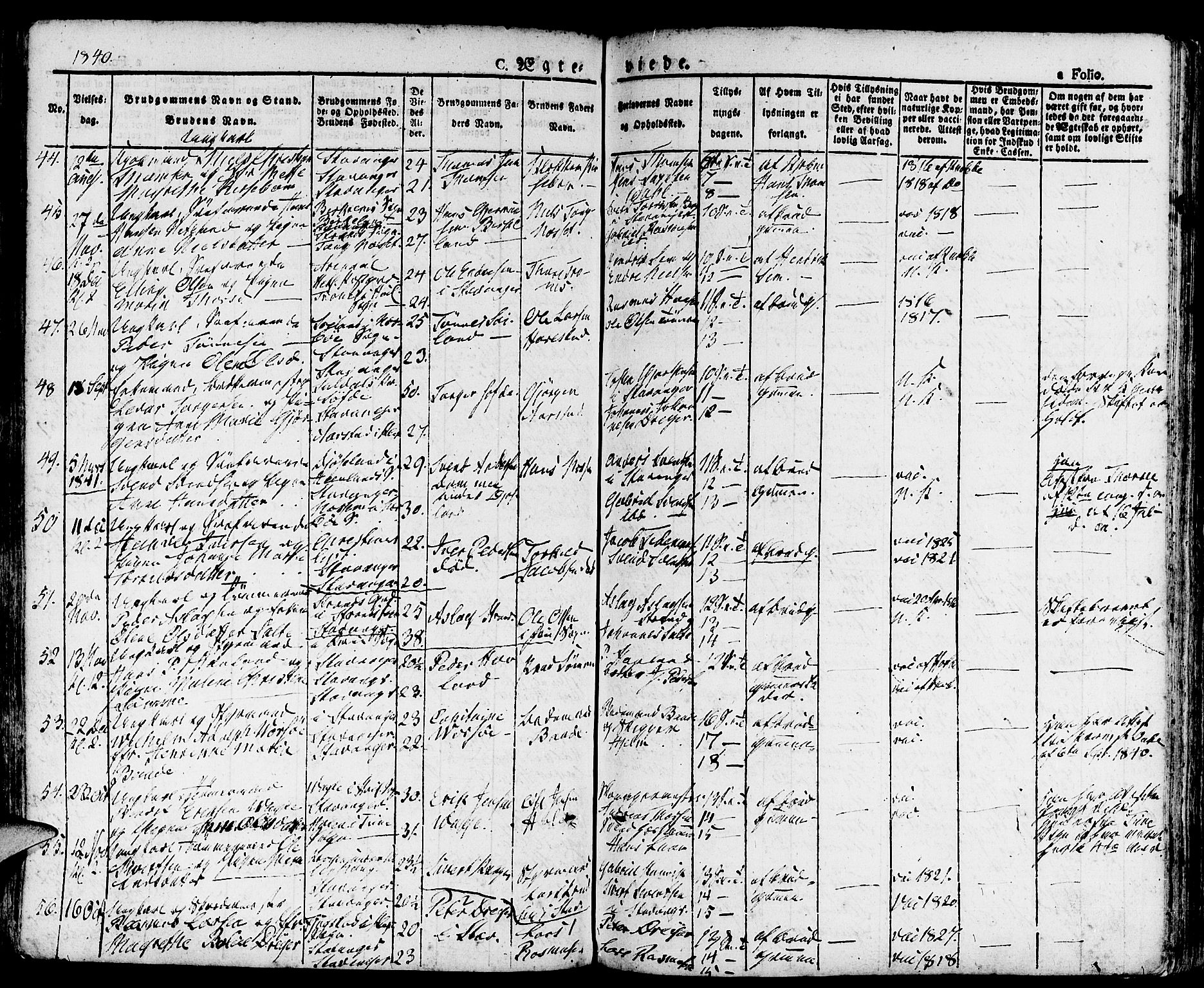 Domkirken sokneprestkontor, SAST/A-101812/001/30/30BA/L0011: Parish register (official) no. A 11, 1832-1856