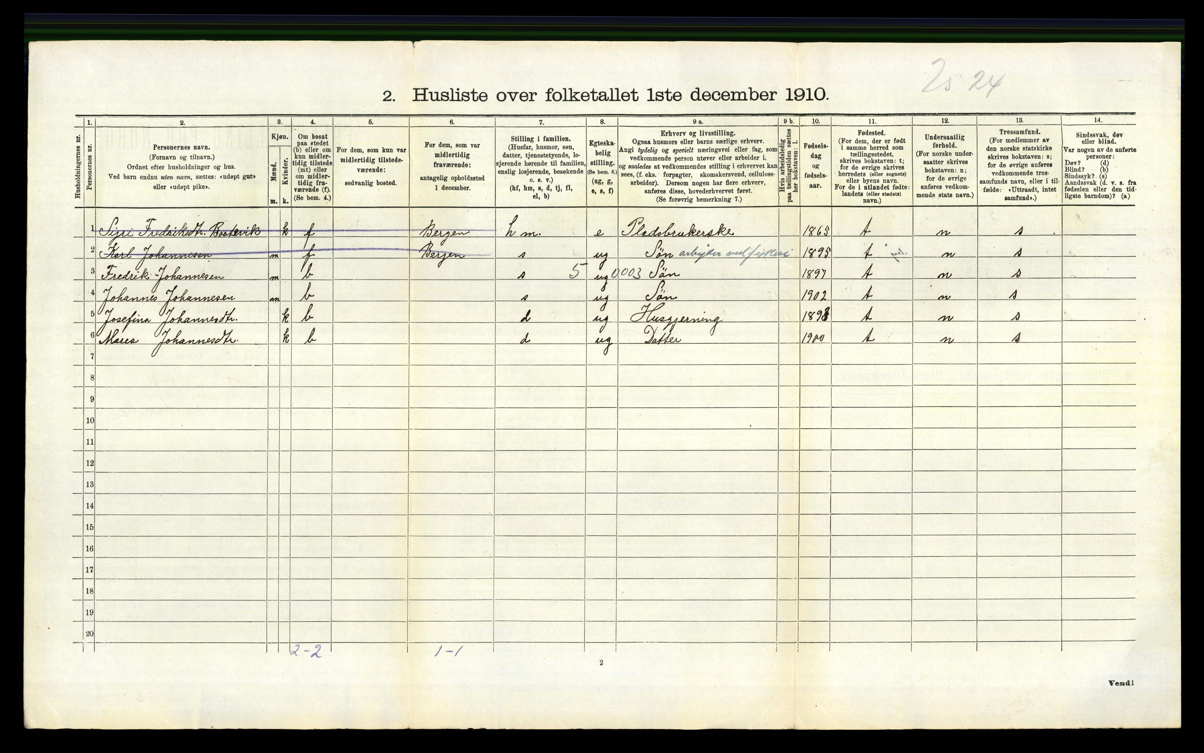 RA, 1910 census for Herdla, 1910, p. 1067