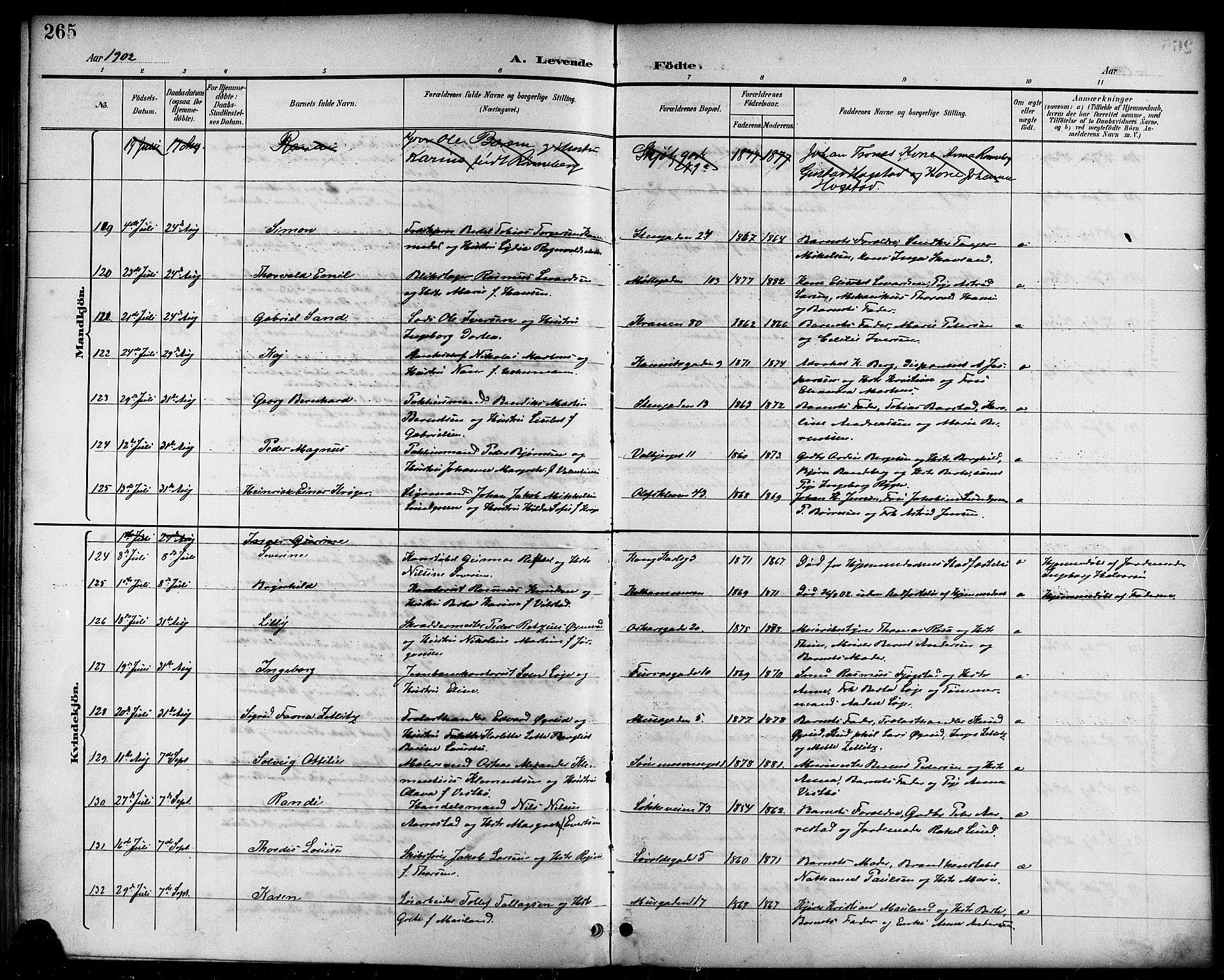 Domkirken sokneprestkontor, AV/SAST-A-101812/001/30/30BB/L0016: Parish register (copy) no. B 16, 1891-1902, p. 265