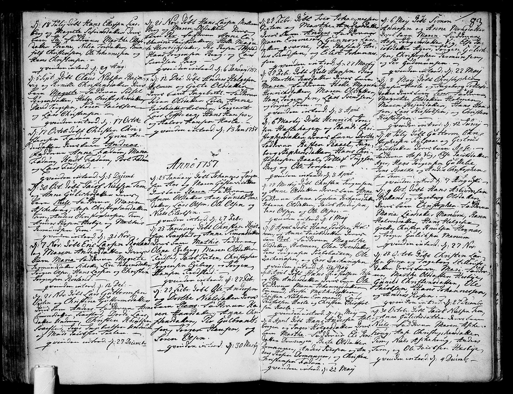 Sem kirkebøker, SAKO/A-5/F/Fa/L0001: Parish register (official) no. I 1, 1702-1763, p. 83