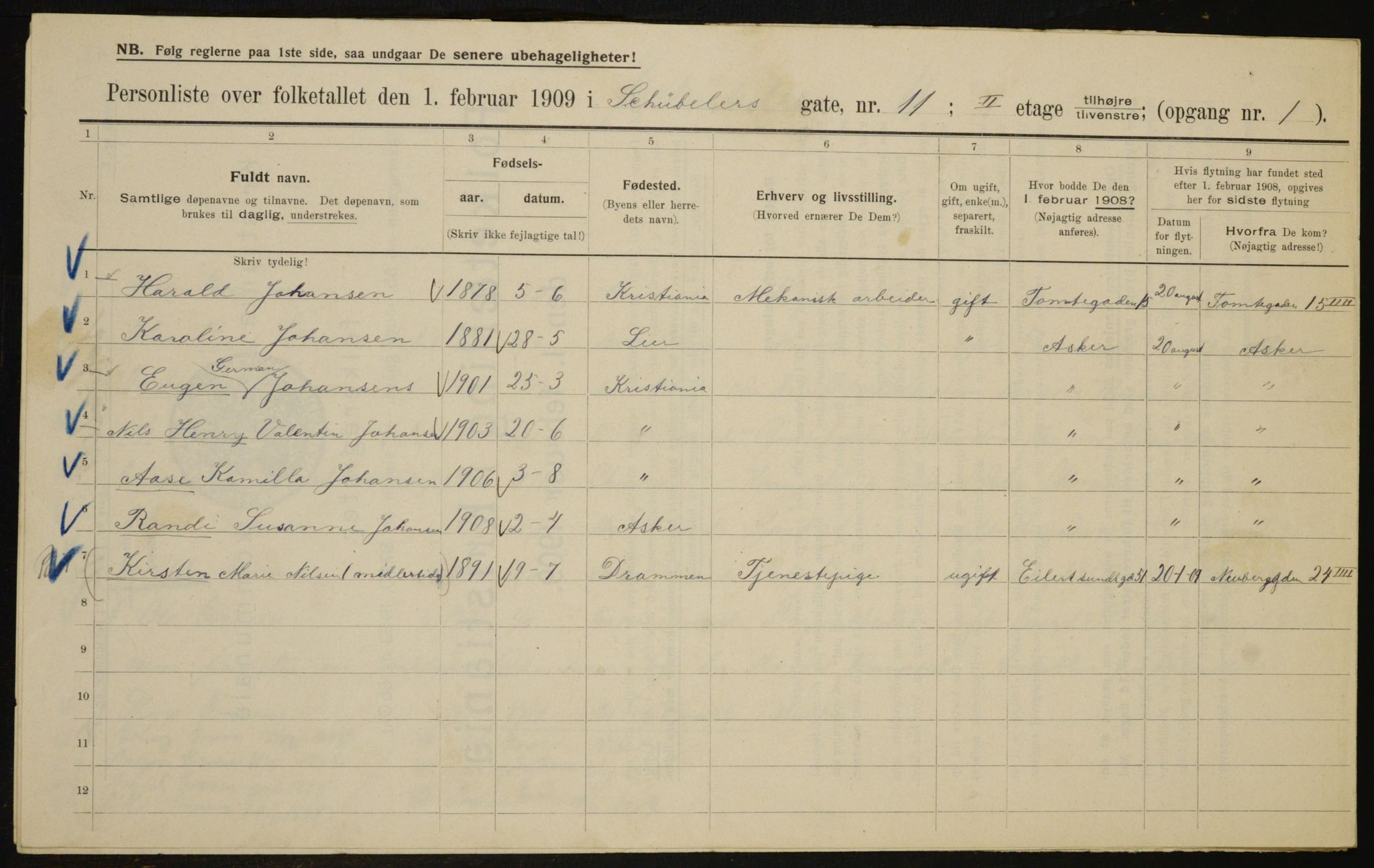 OBA, Municipal Census 1909 for Kristiania, 1909, p. 84363