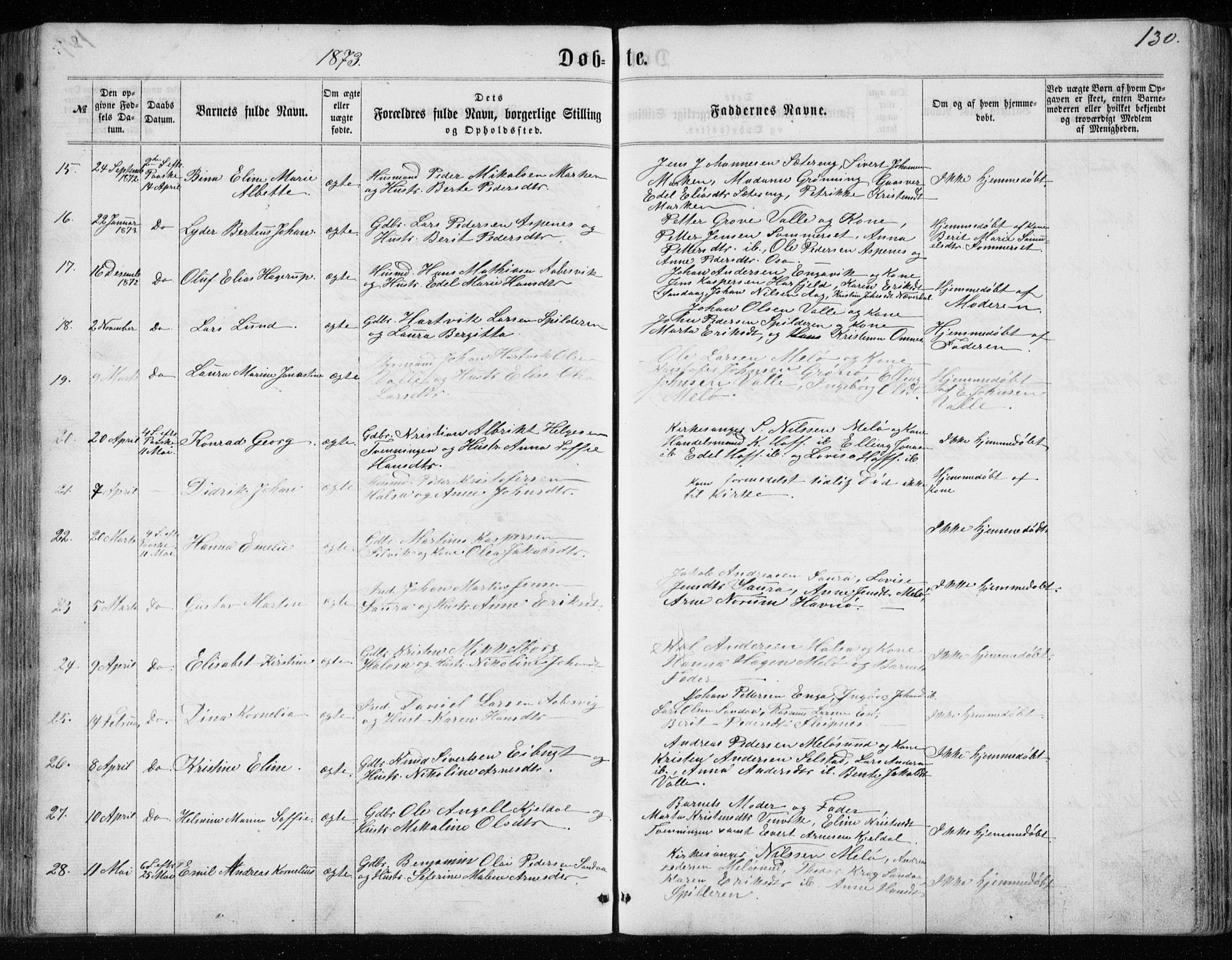 Ministerialprotokoller, klokkerbøker og fødselsregistre - Nordland, SAT/A-1459/843/L0634: Parish register (copy) no. 843C03, 1860-1884, p. 130