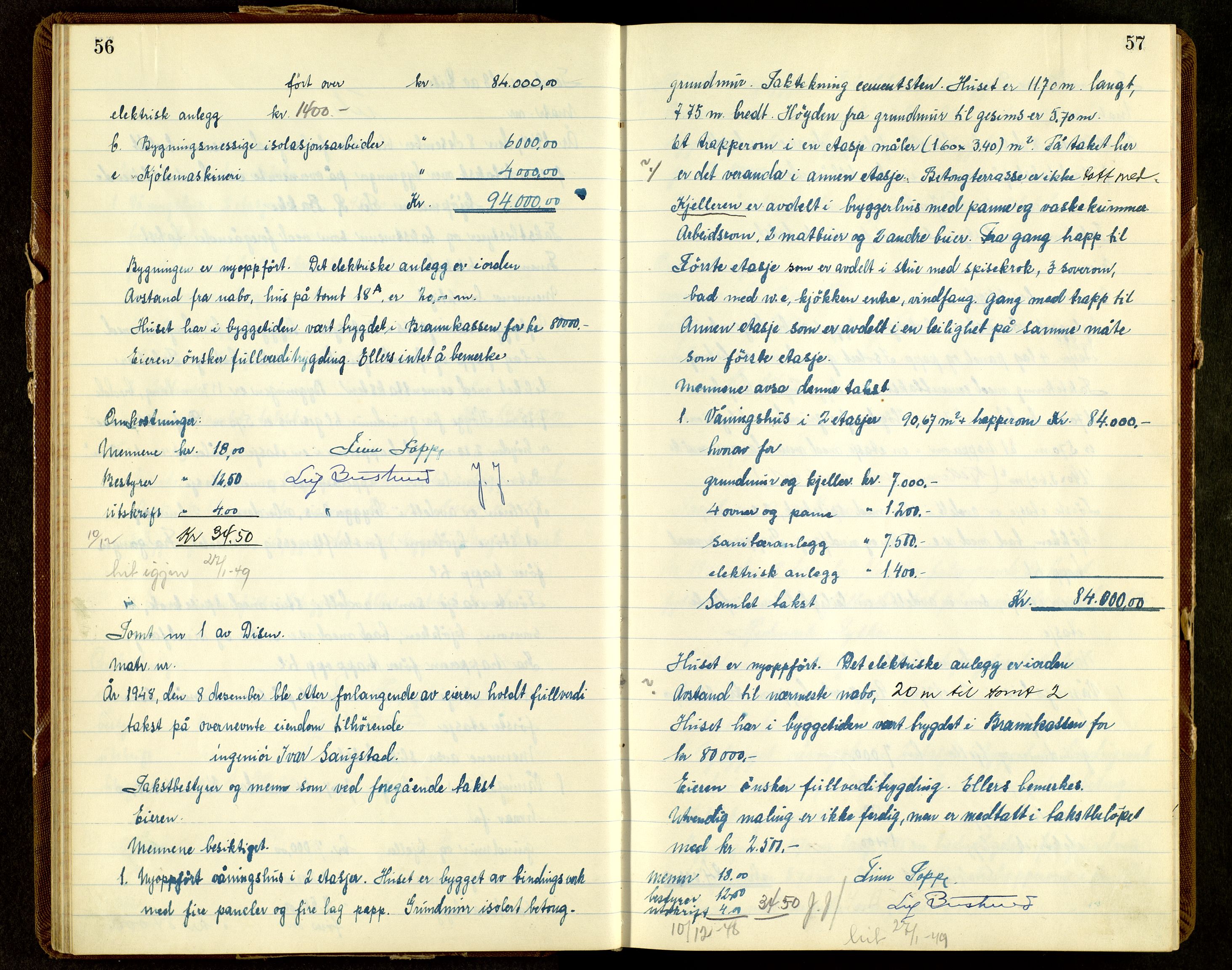 Norges Brannkasse, Hamar, SAH/NBRANH-006/F/Fa/L0013: Branntakstprotokoll, 1948-1951, p. 56-57