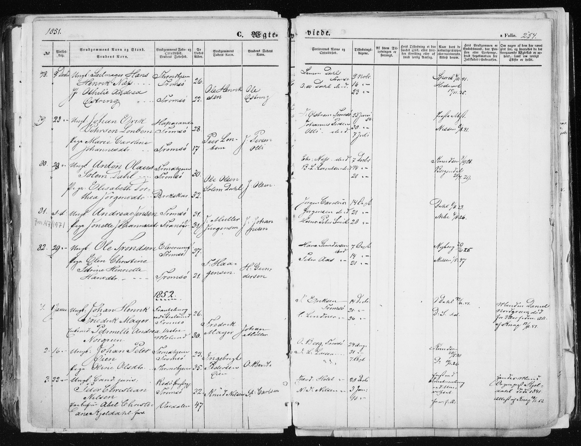Tromsø sokneprestkontor/stiftsprosti/domprosti, SATØ/S-1343/G/Ga/L0010kirke: Parish register (official) no. 10, 1848-1855, p. 254