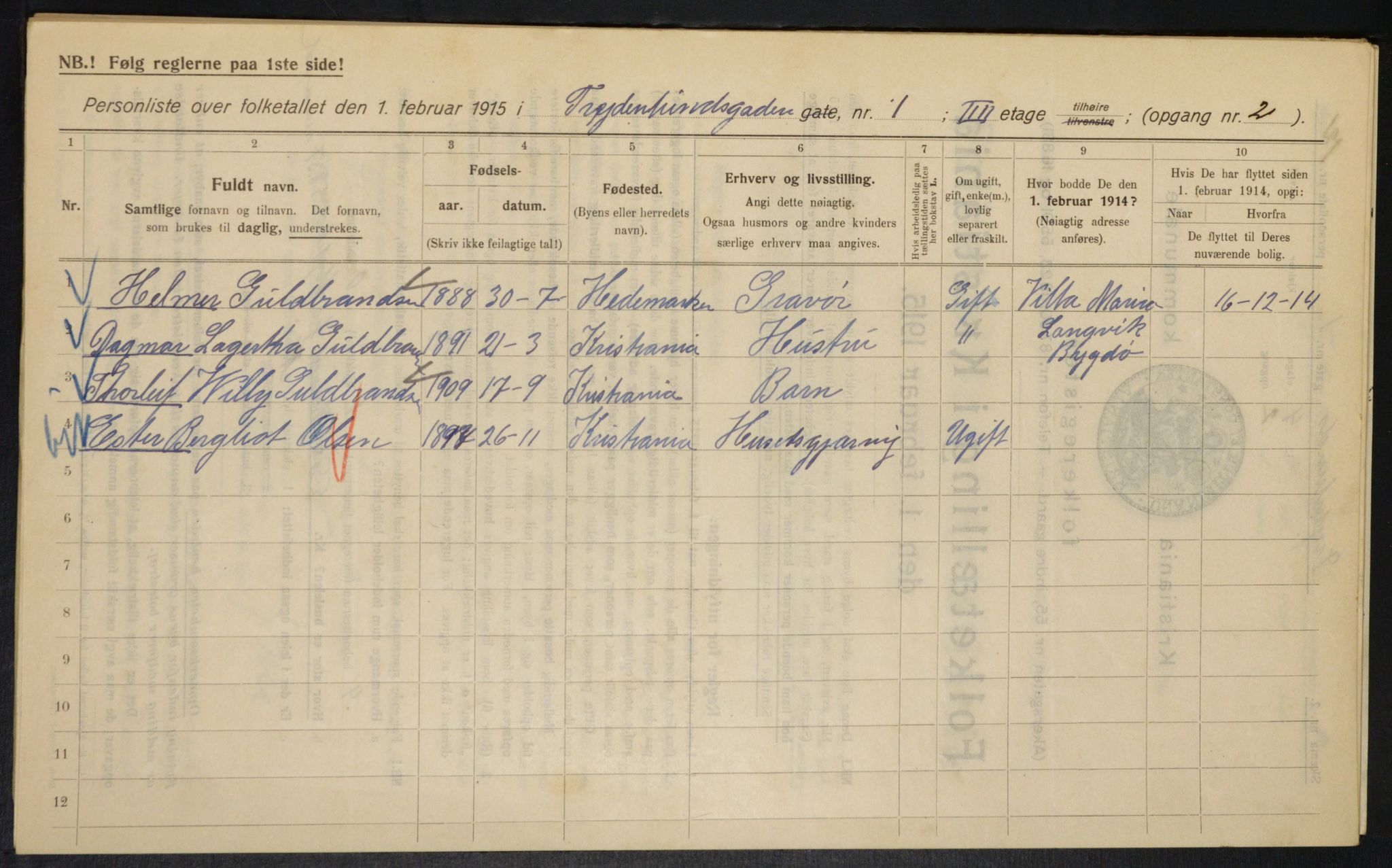 OBA, Municipal Census 1915 for Kristiania, 1915, p. 27635