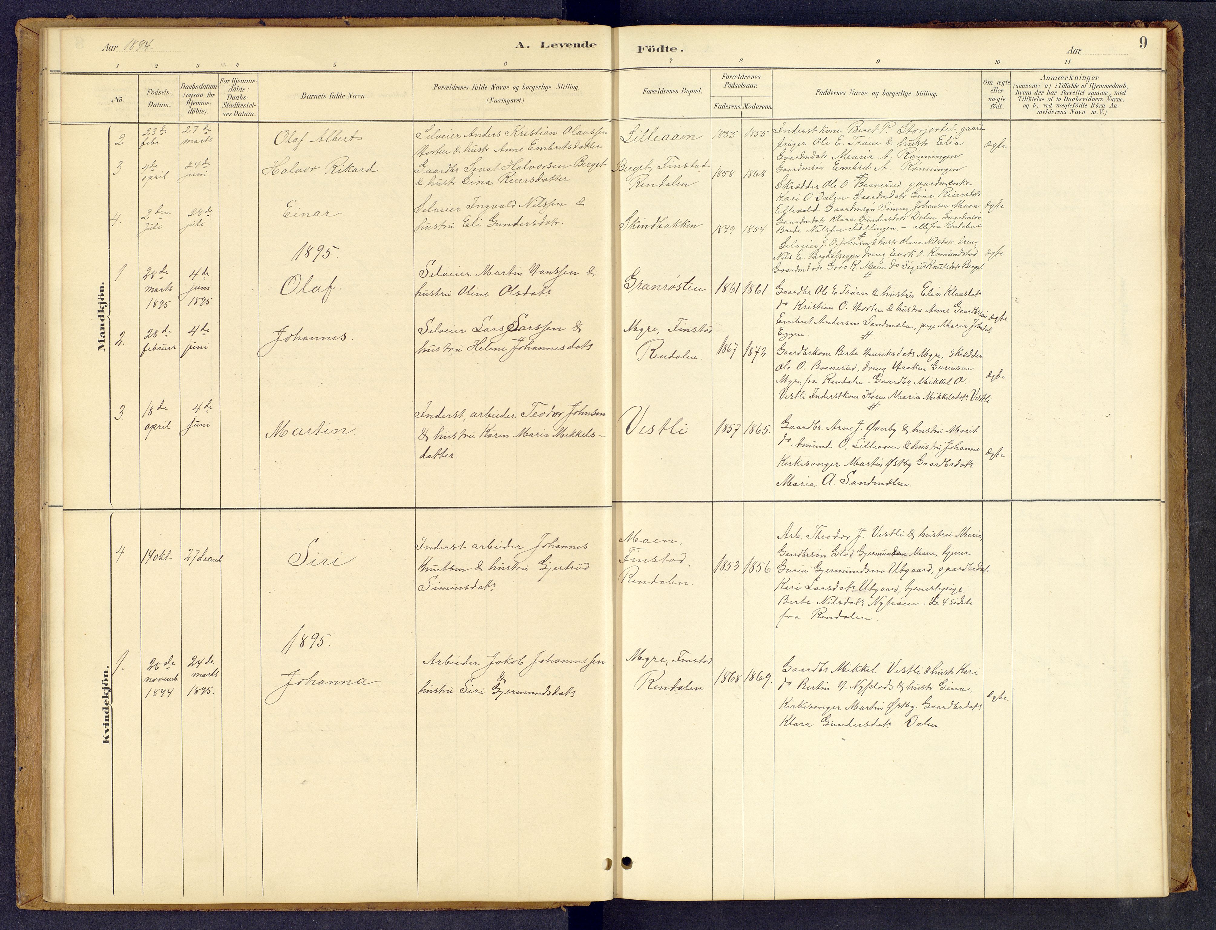 Tynset prestekontor, SAH/PREST-058/H/Ha/Hab/L0008: Parish register (copy) no. 8, 1884-1916, p. 9