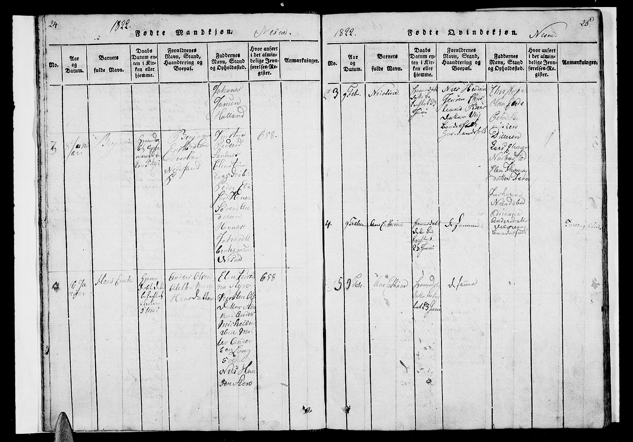 Ministerialprotokoller, klokkerbøker og fødselsregistre - Nordland, AV/SAT-A-1459/838/L0546: Parish register (official) no. 838A05 /1, 1820-1828, p. 24-25