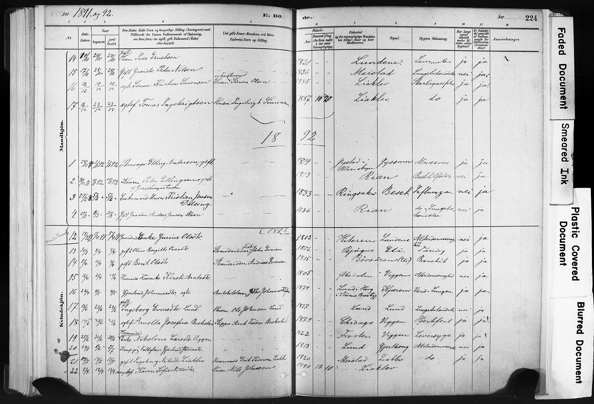 Ministerialprotokoller, klokkerbøker og fødselsregistre - Sør-Trøndelag, SAT/A-1456/665/L0773: Parish register (official) no. 665A08, 1879-1905, p. 224