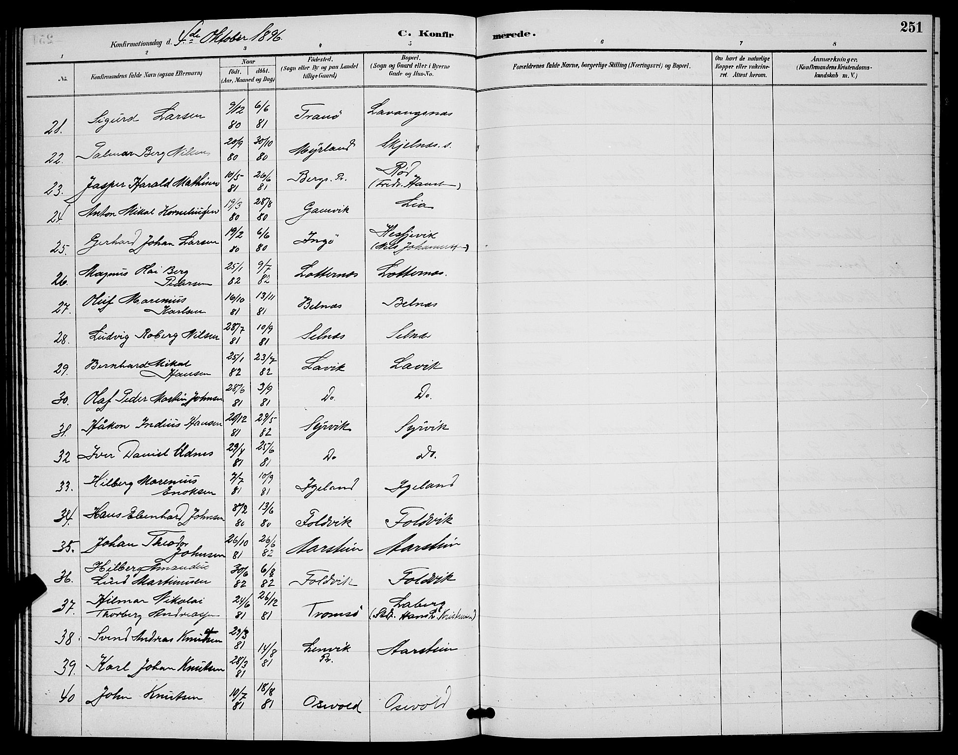 Ibestad sokneprestembete, SATØ/S-0077/H/Ha/Hab/L0008klokker: Parish register (copy) no. 8, 1890-1903, p. 251