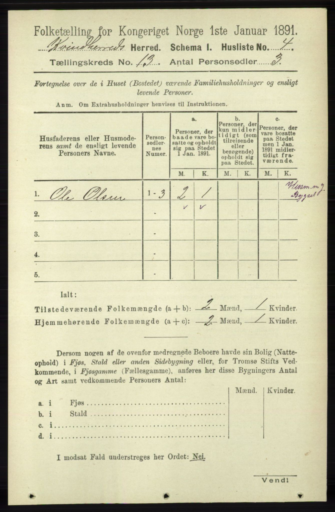 RA, 1891 census for 1224 Kvinnherad, 1891, p. 4209