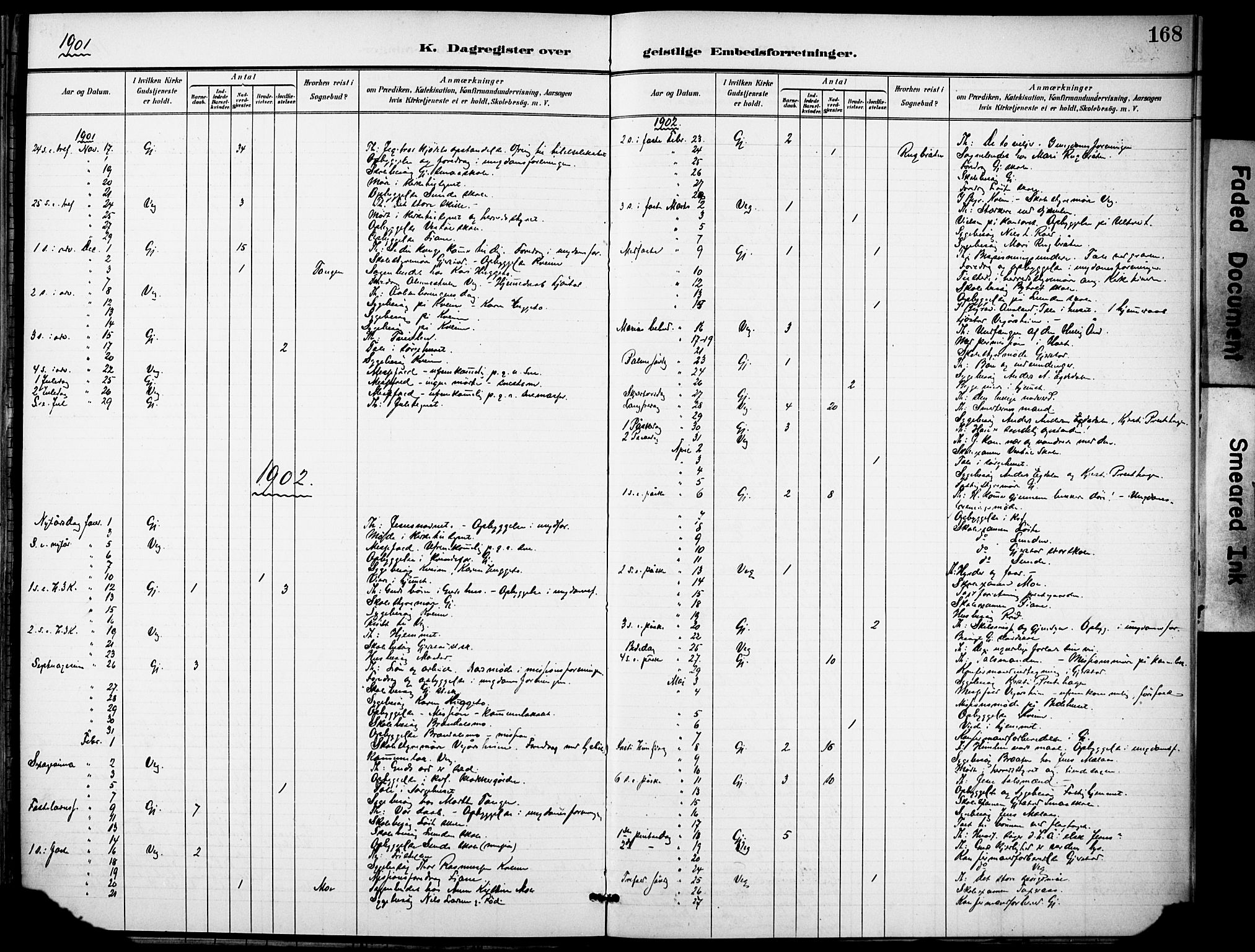 Gjerstad sokneprestkontor, AV/SAK-1111-0014/F/Fa/Faa/L0010: Parish register (official) no. A 10, 1891-1902, p. 168