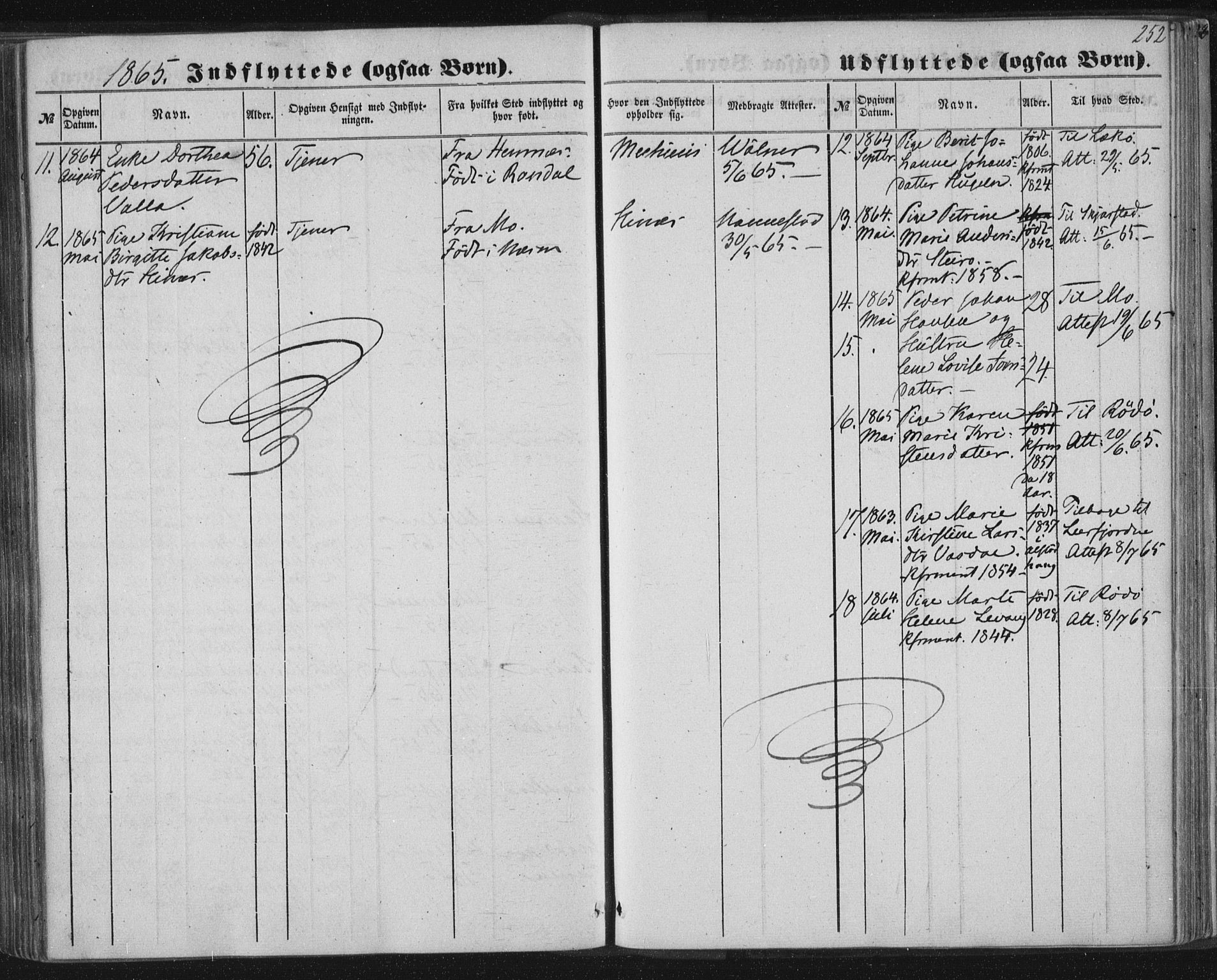 Ministerialprotokoller, klokkerbøker og fødselsregistre - Nordland, AV/SAT-A-1459/838/L0550: Parish register (official) no. 838A08, 1855-1865, p. 252