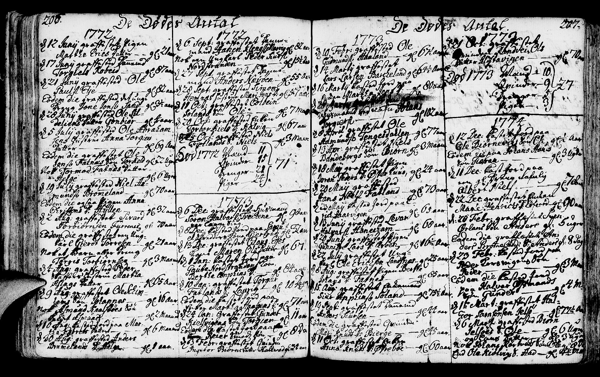 Jelsa sokneprestkontor, SAST/A-101842/01/IV: Parish register (official) no. A 3, 1768-1796, p. 206-207