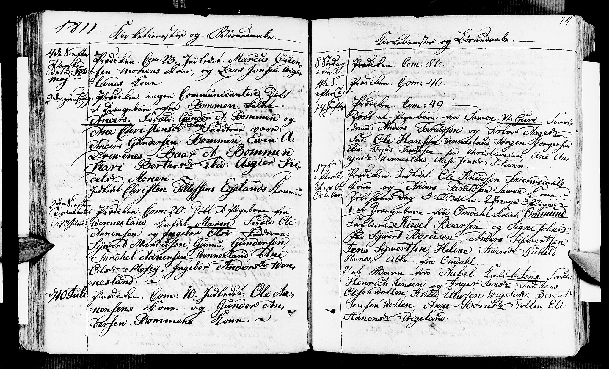Vennesla sokneprestkontor, SAK/1111-0045/Fa/Fab/L0002: Parish register (official) no. A 2, 1794-1834, p. 74