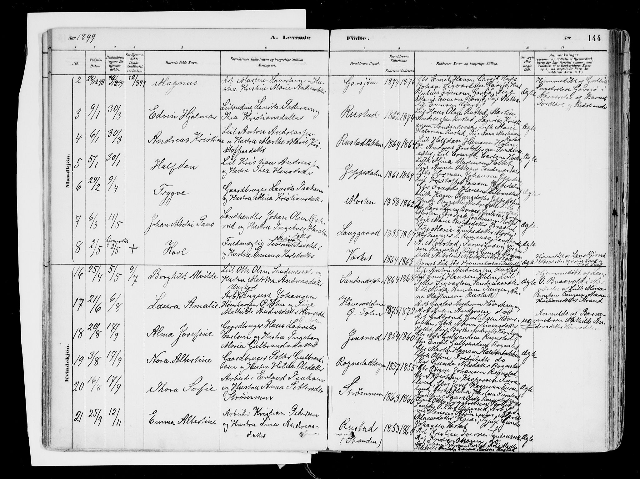 Hurdal prestekontor Kirkebøker, AV/SAO-A-10889/F/Fa/L0007: Parish register (official) no. I 7, 1878-1906, p. 144