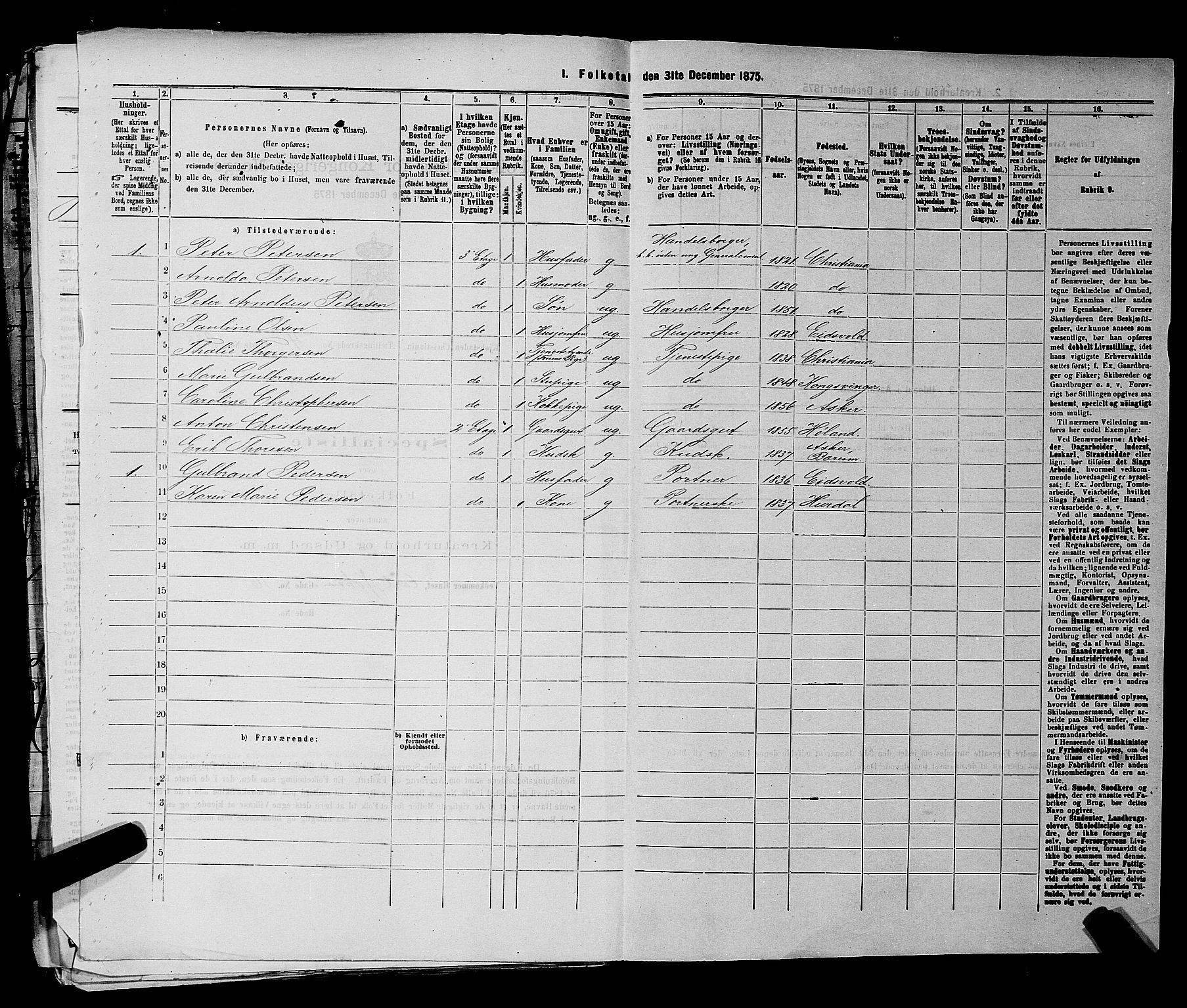 RA, 1875 census for 0301 Kristiania, 1875, p. 731