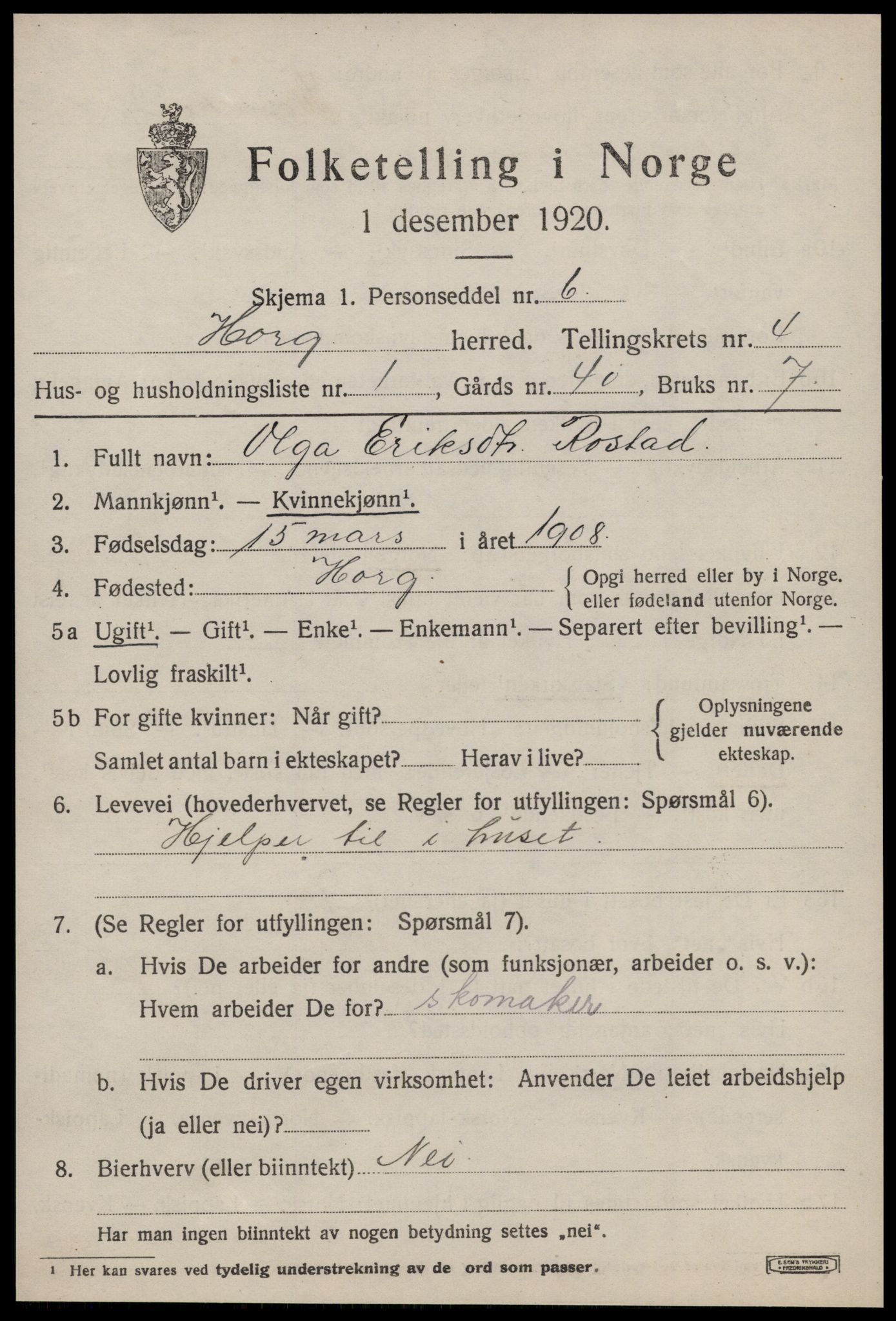 SAT, 1920 census for Horg, 1920, p. 3054