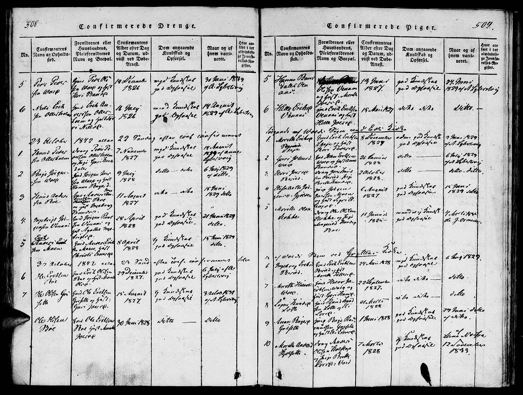 Ministerialprotokoller, klokkerbøker og fødselsregistre - Møre og Romsdal, SAT/A-1454/543/L0561: Parish register (official) no. 543A01, 1818-1853, p. 508-509