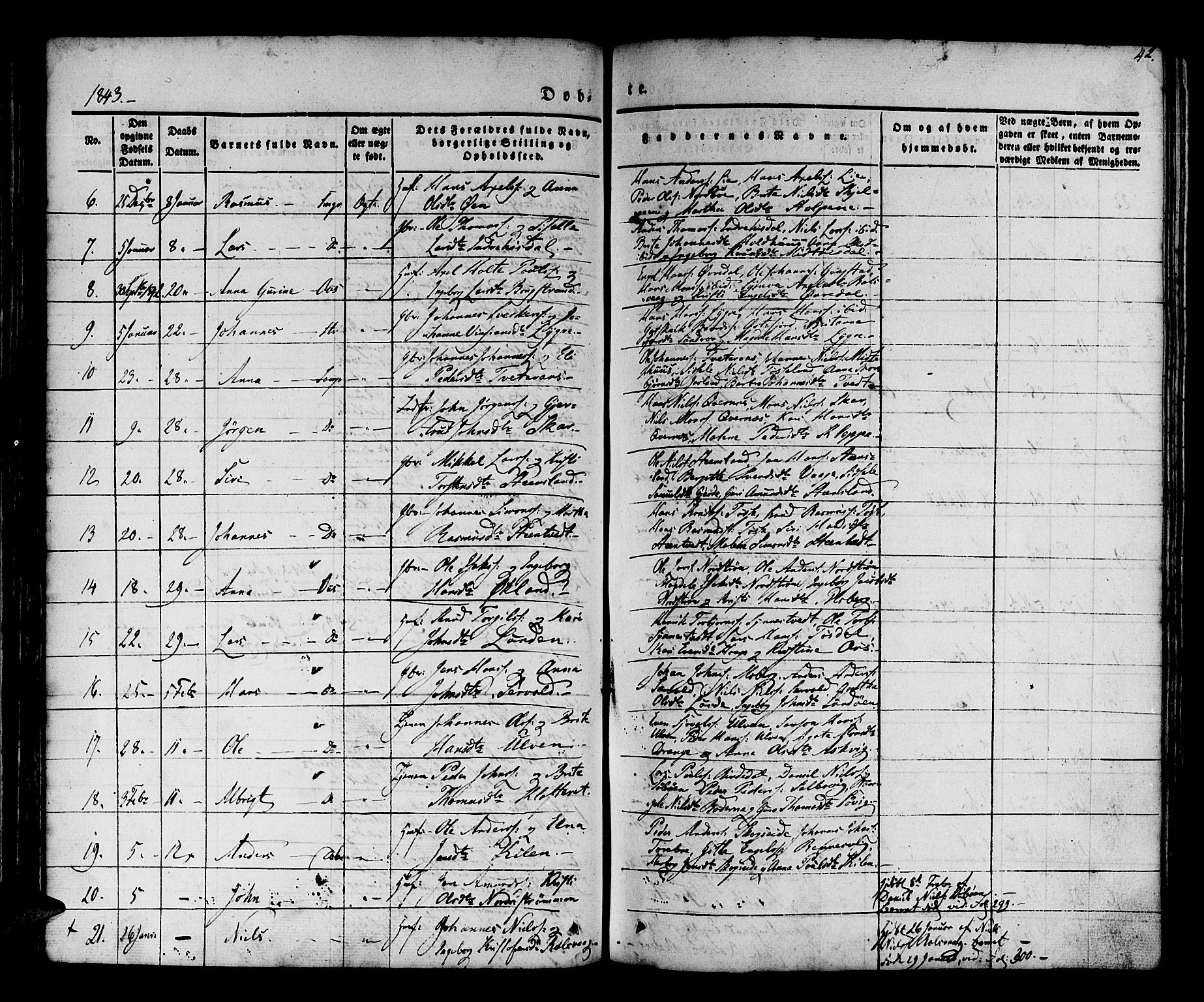 Os sokneprestembete, SAB/A-99929: Parish register (official) no. A 15, 1839-1851, p. 42